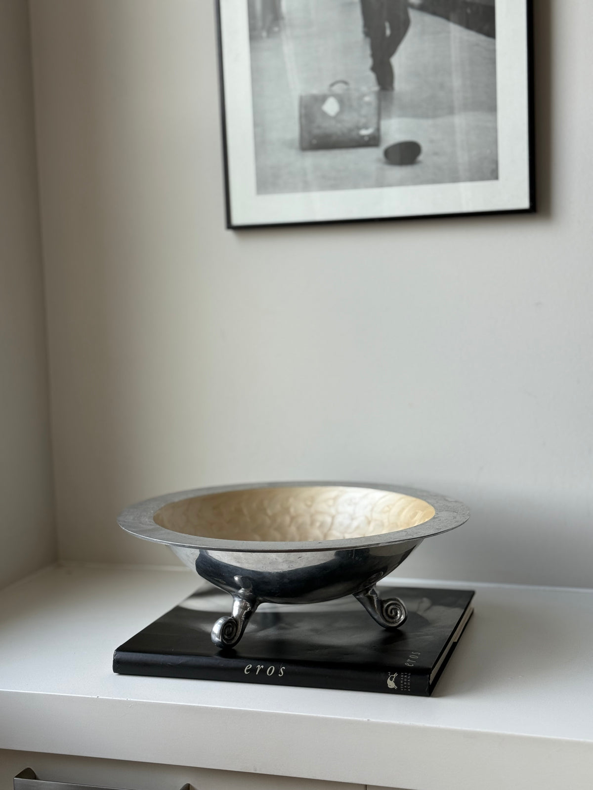 Vintage Silver-Tone Footed Centerpiece Bowl with Swirl Feet