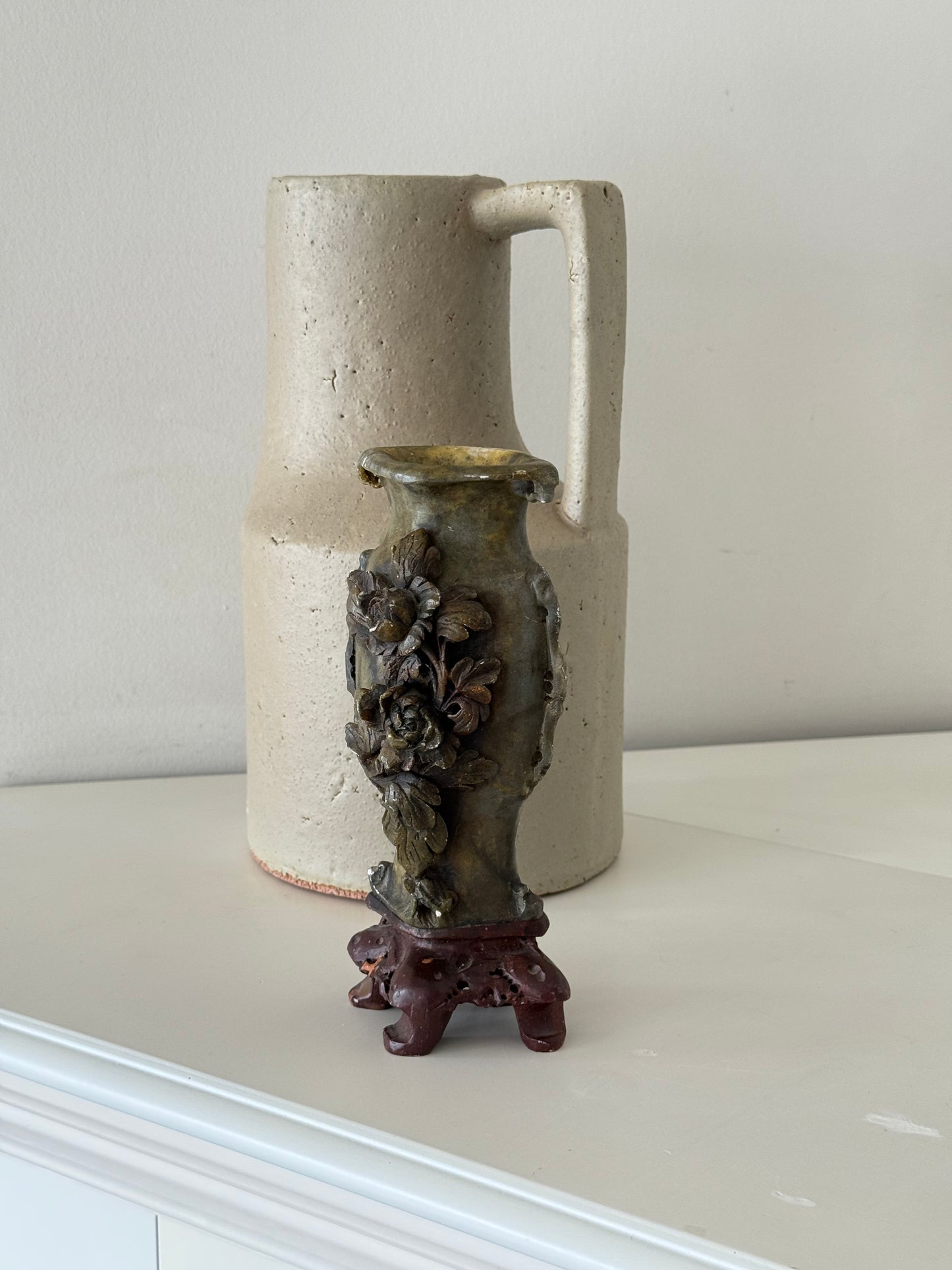 Vintage Hand-Carved Chinese Soapstone Vase