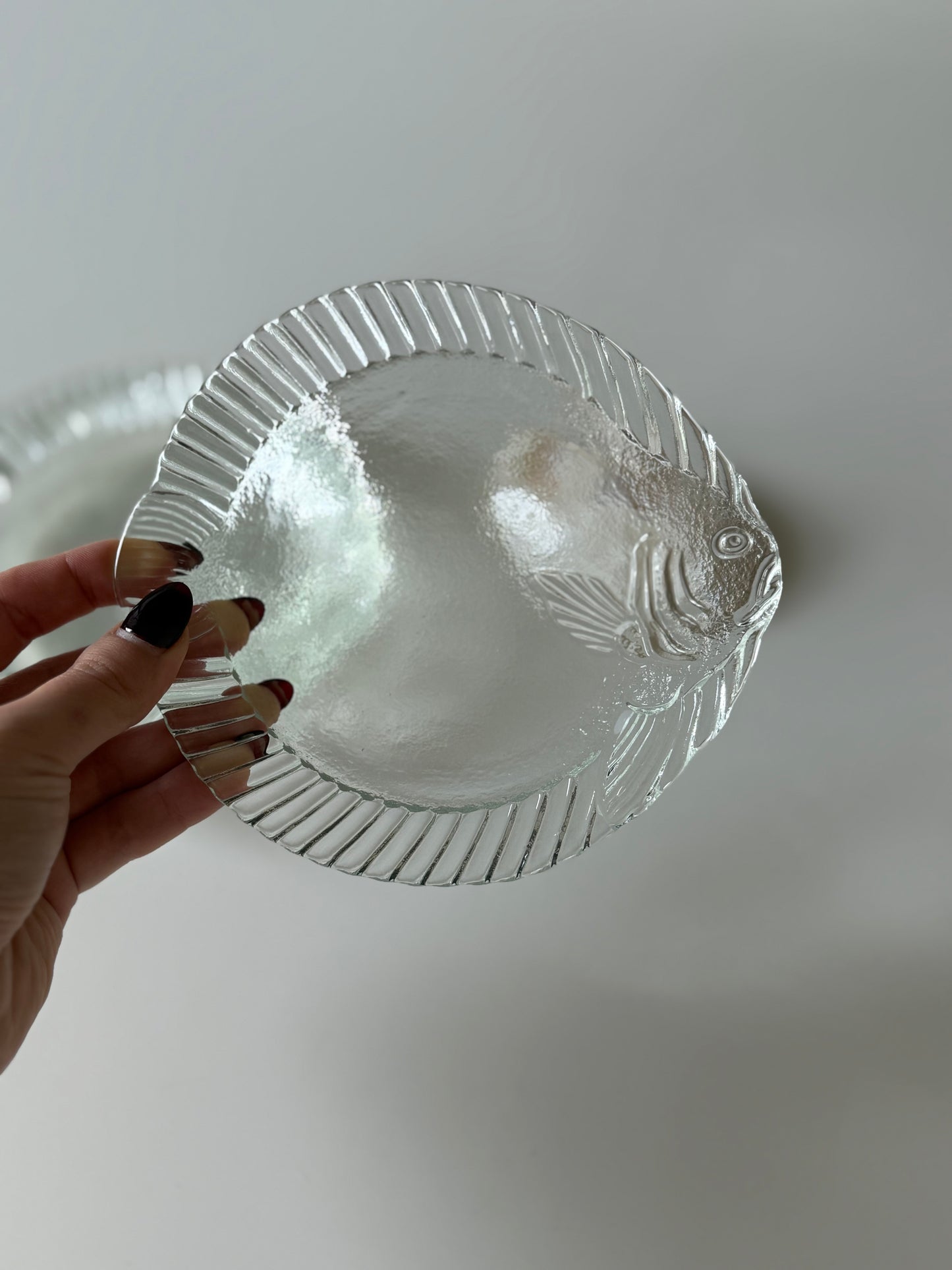 Set of 4 Vintage Glass Fish appetizer Plates