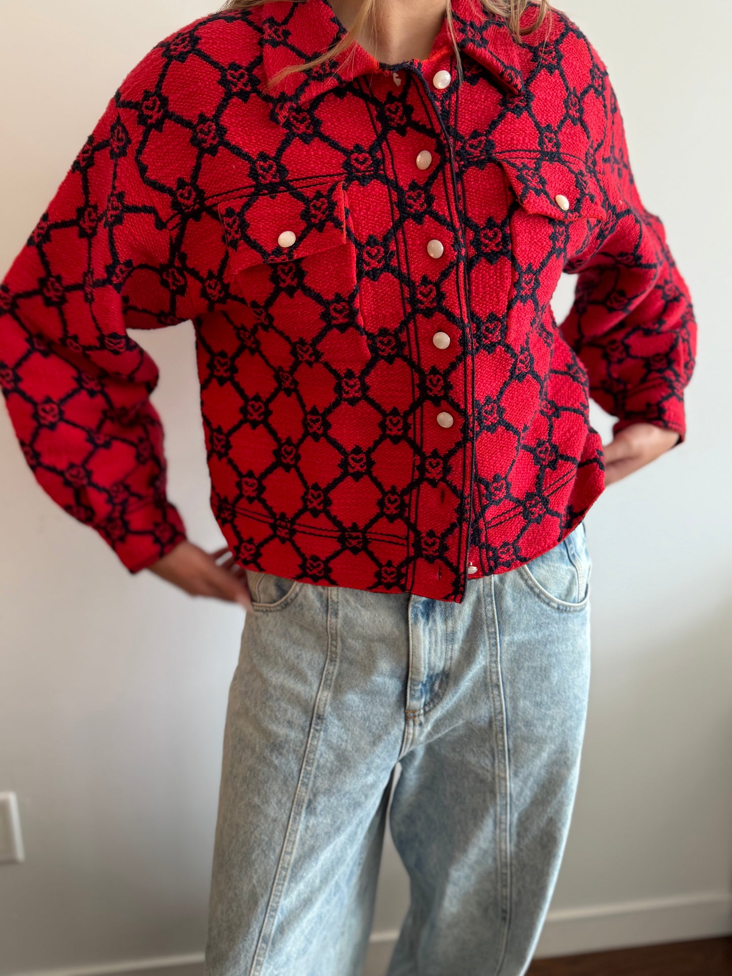 Sandro Paris “Sammy” Monogram Jacquard Jacket