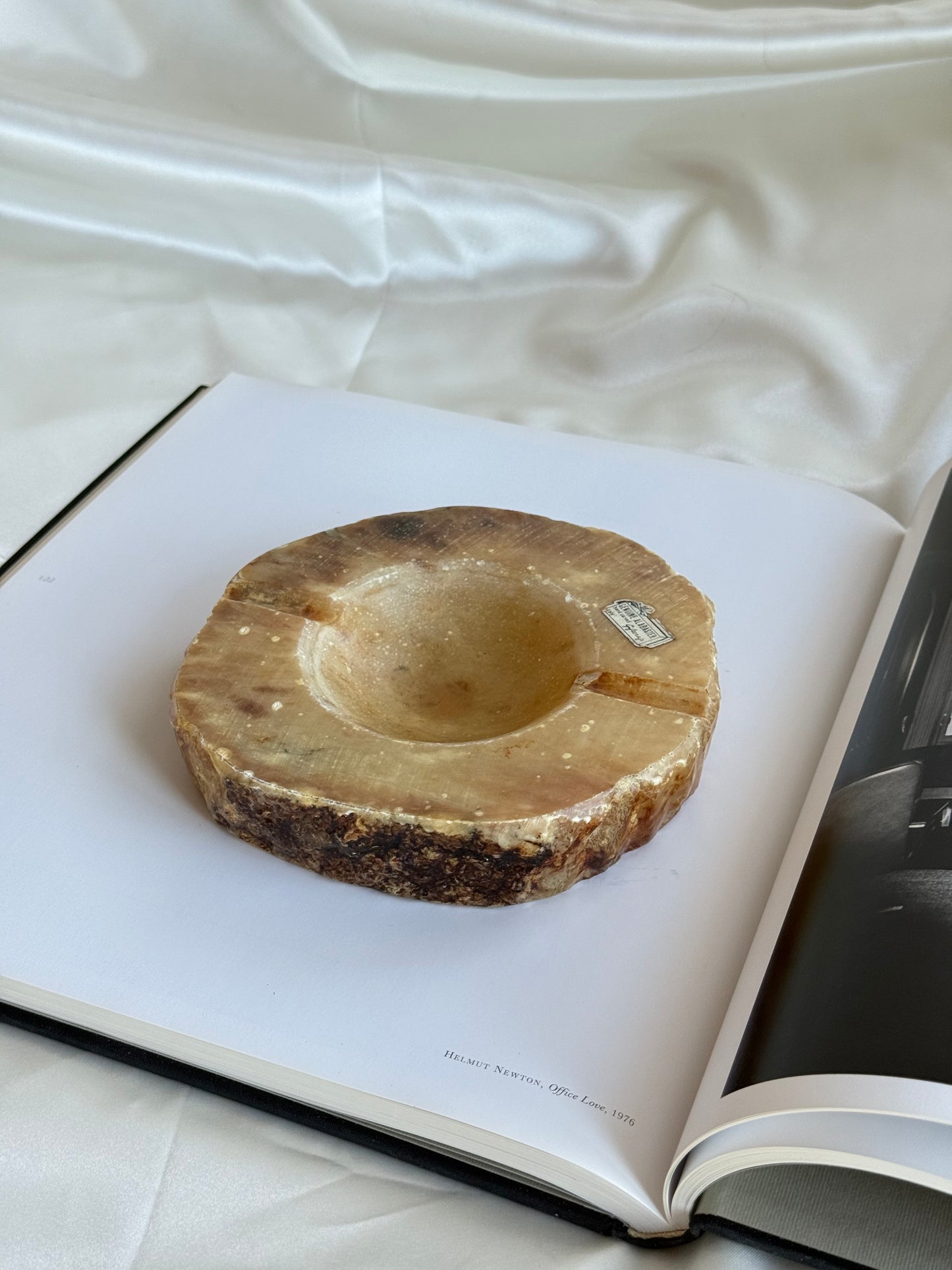 Vintage Hand-Carved Alabaster Ashtray