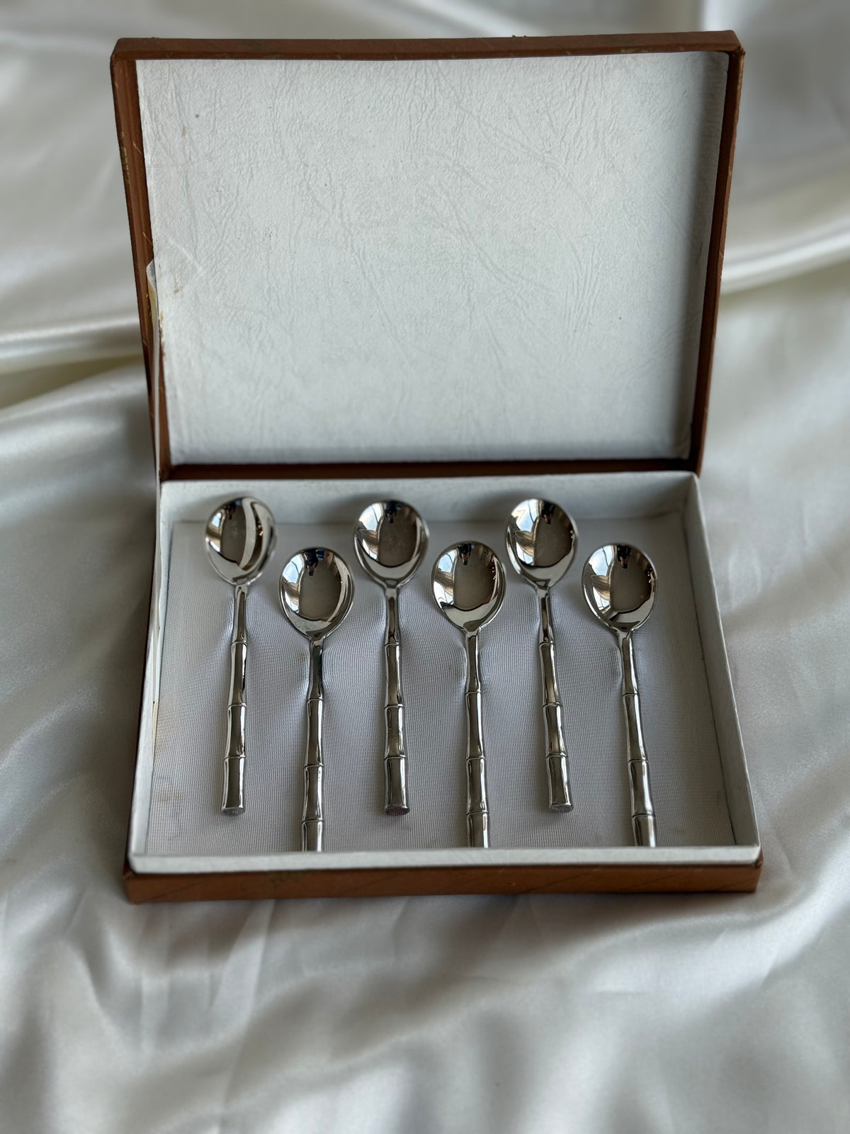 Vintage Silver Plated Bamboo Handle Teaspoons – Set of 6