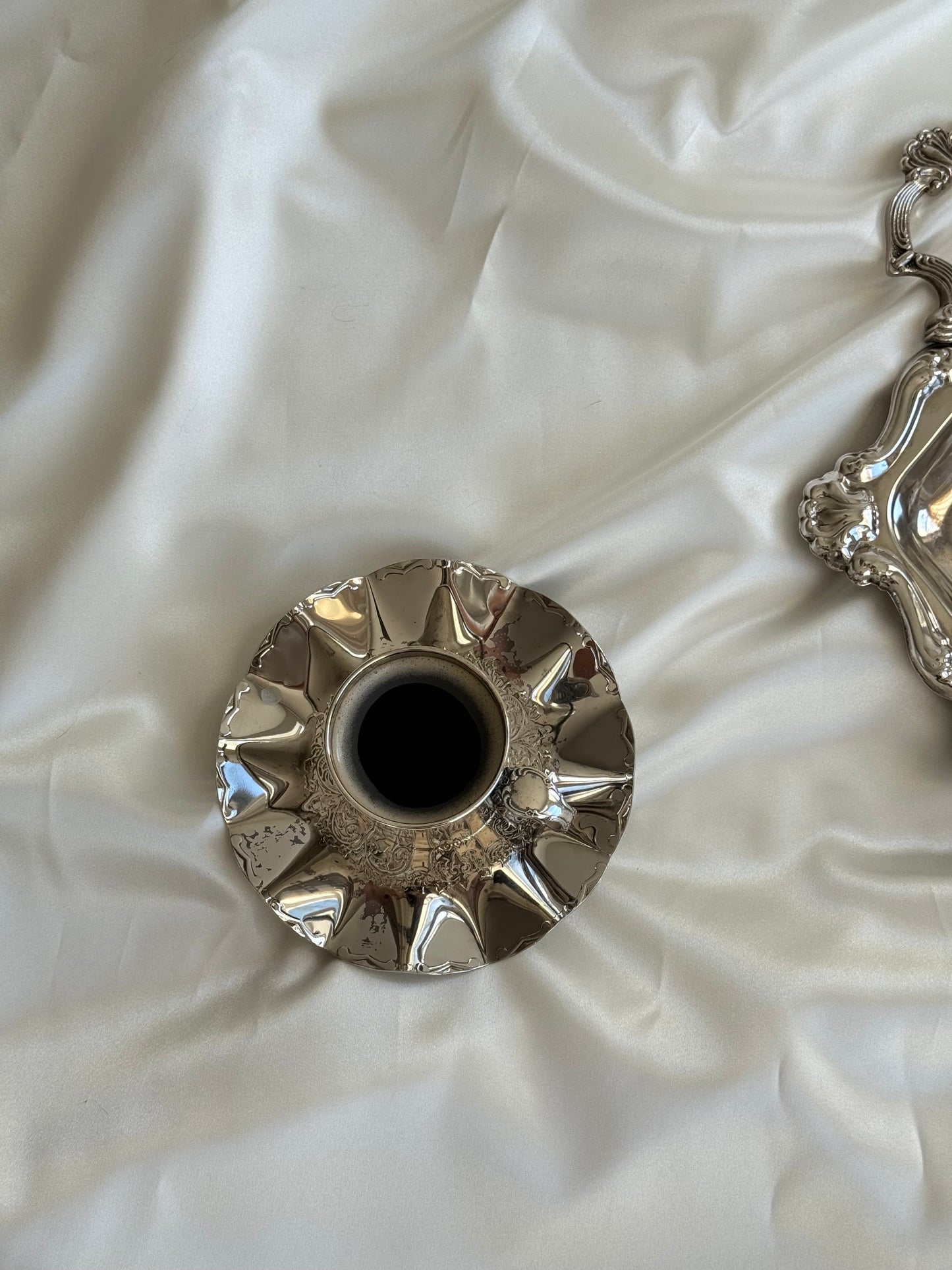 Vintage Silver-Plated Coffee Cup & Saucer