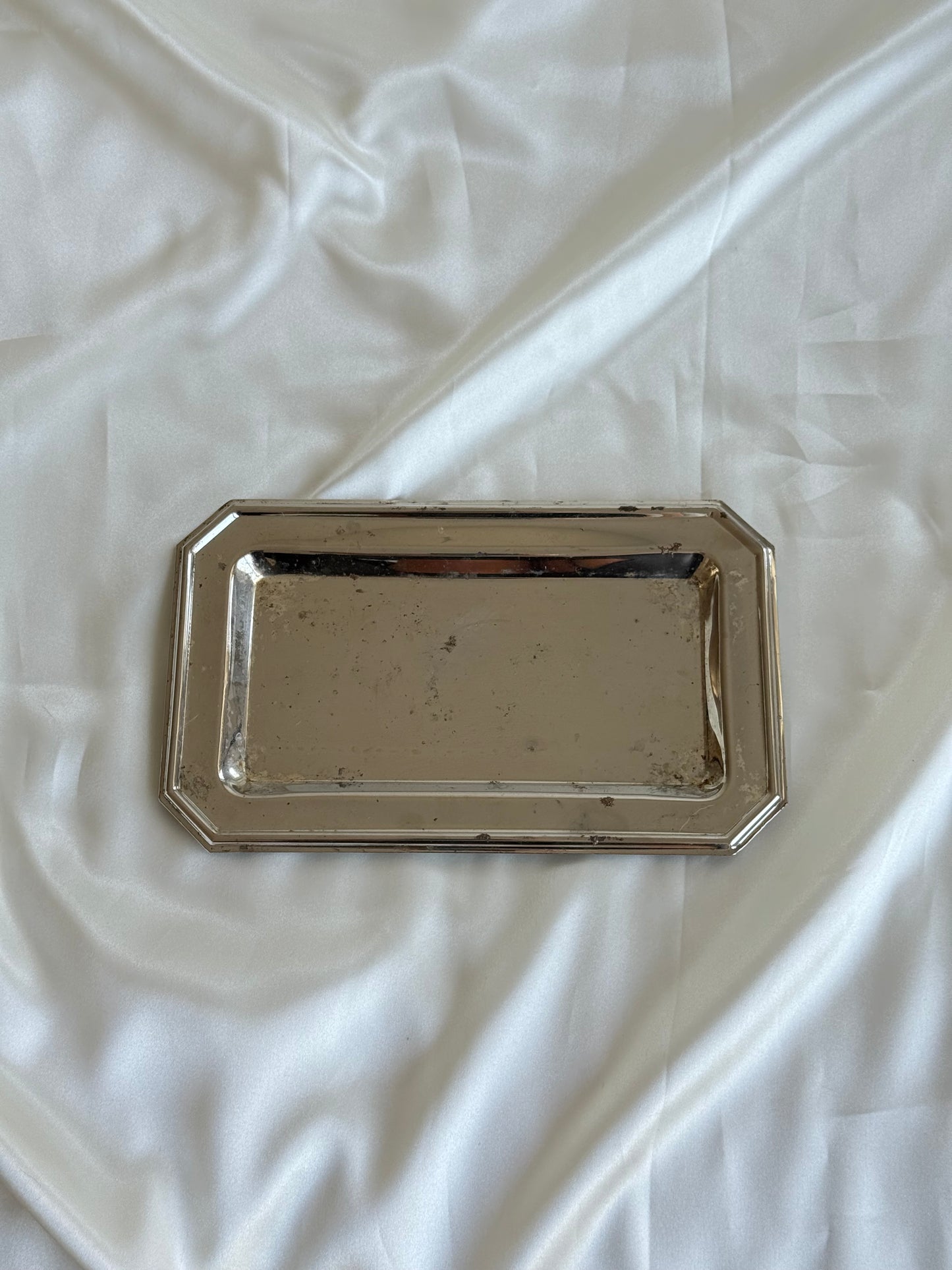 Vintage Silver-Toned Rectangular Tray