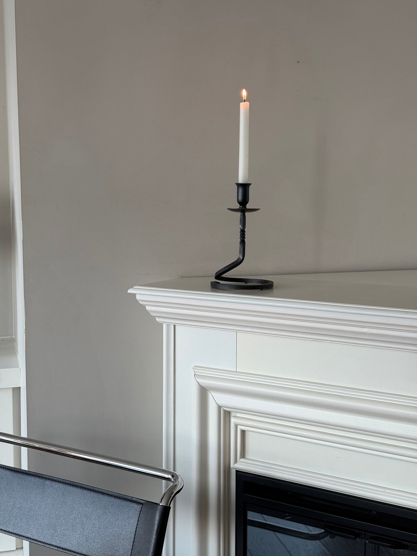 Vintage Hand-Forged Iron Spiral Candlestick Holder