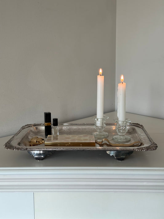 Vintage Silver-Plated footed Tray with Shell Details
