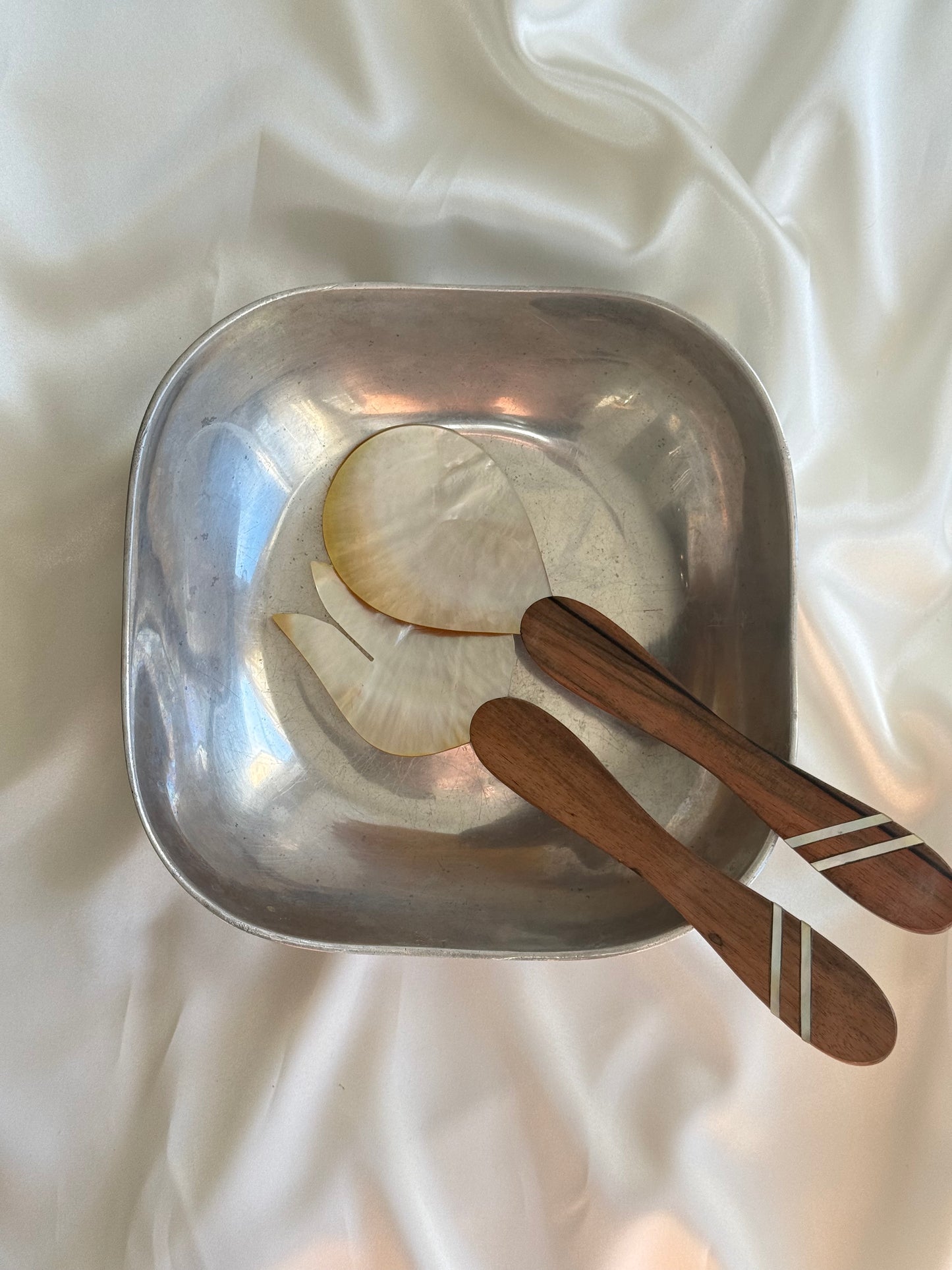Mother of Pearl & Wood Salad Servers