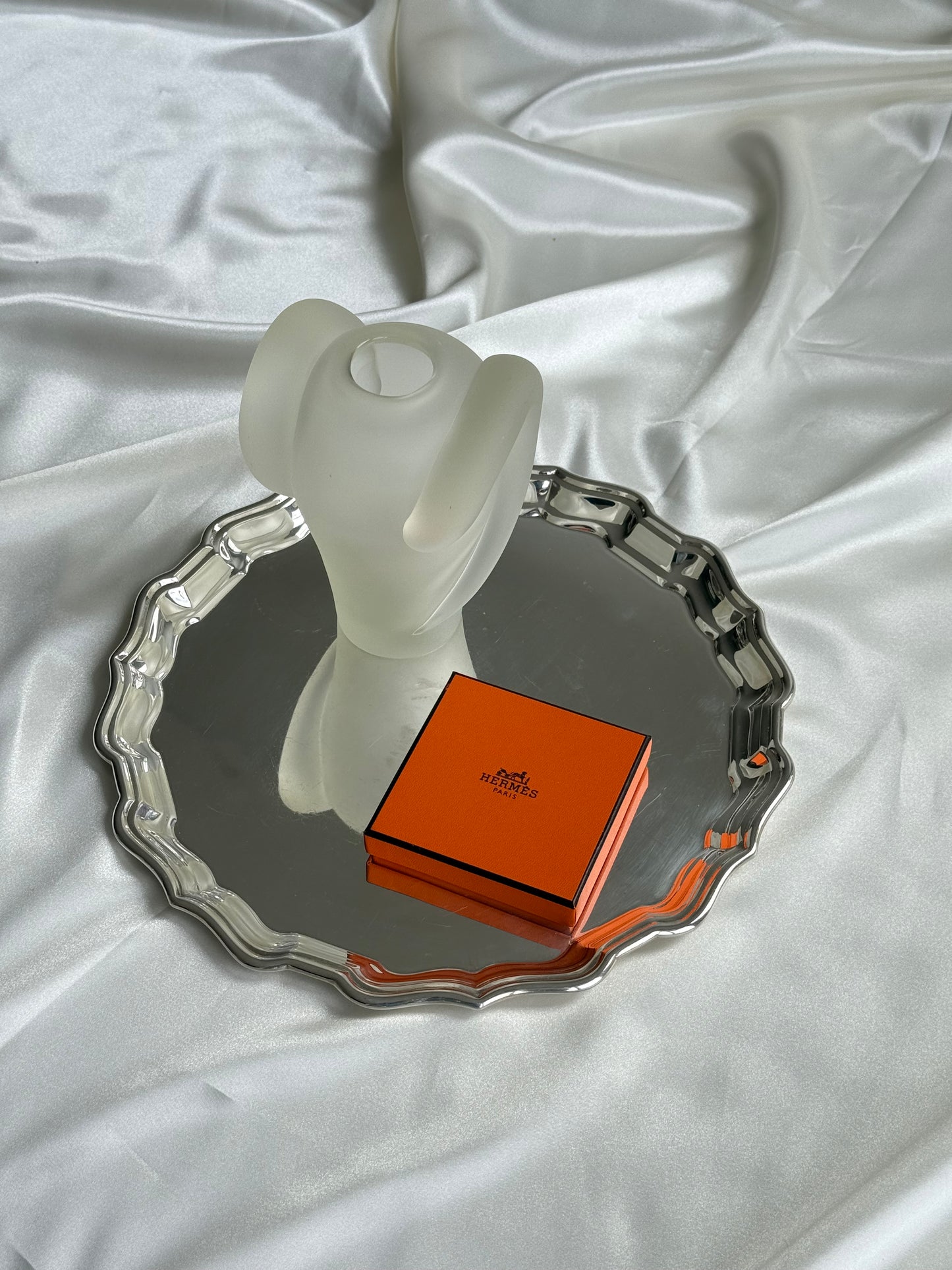 Vintage Sculptural Frosted Glass Vase