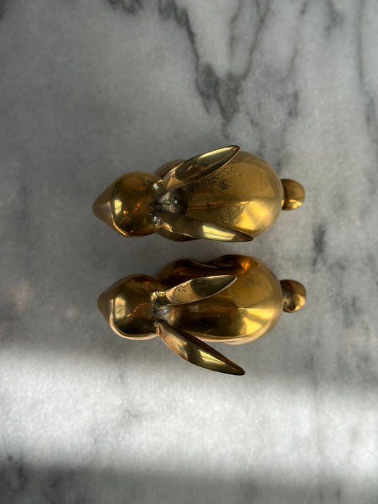 Two brass rabbits