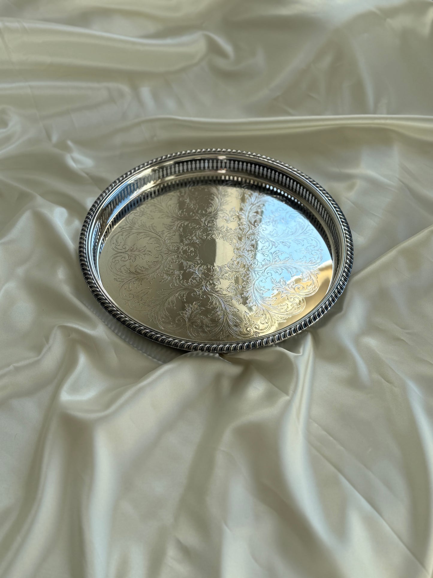 Vintage Silver-Plated Gallery Tray