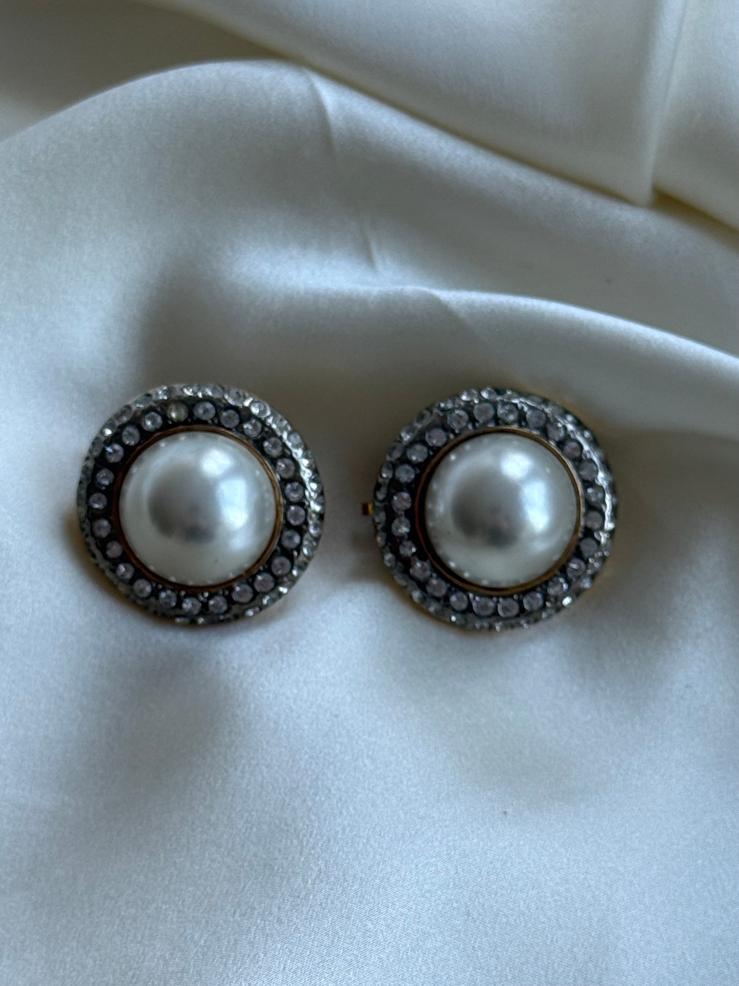Butler Vintage Clip-On Earrings with Faux Pearls & Crystals