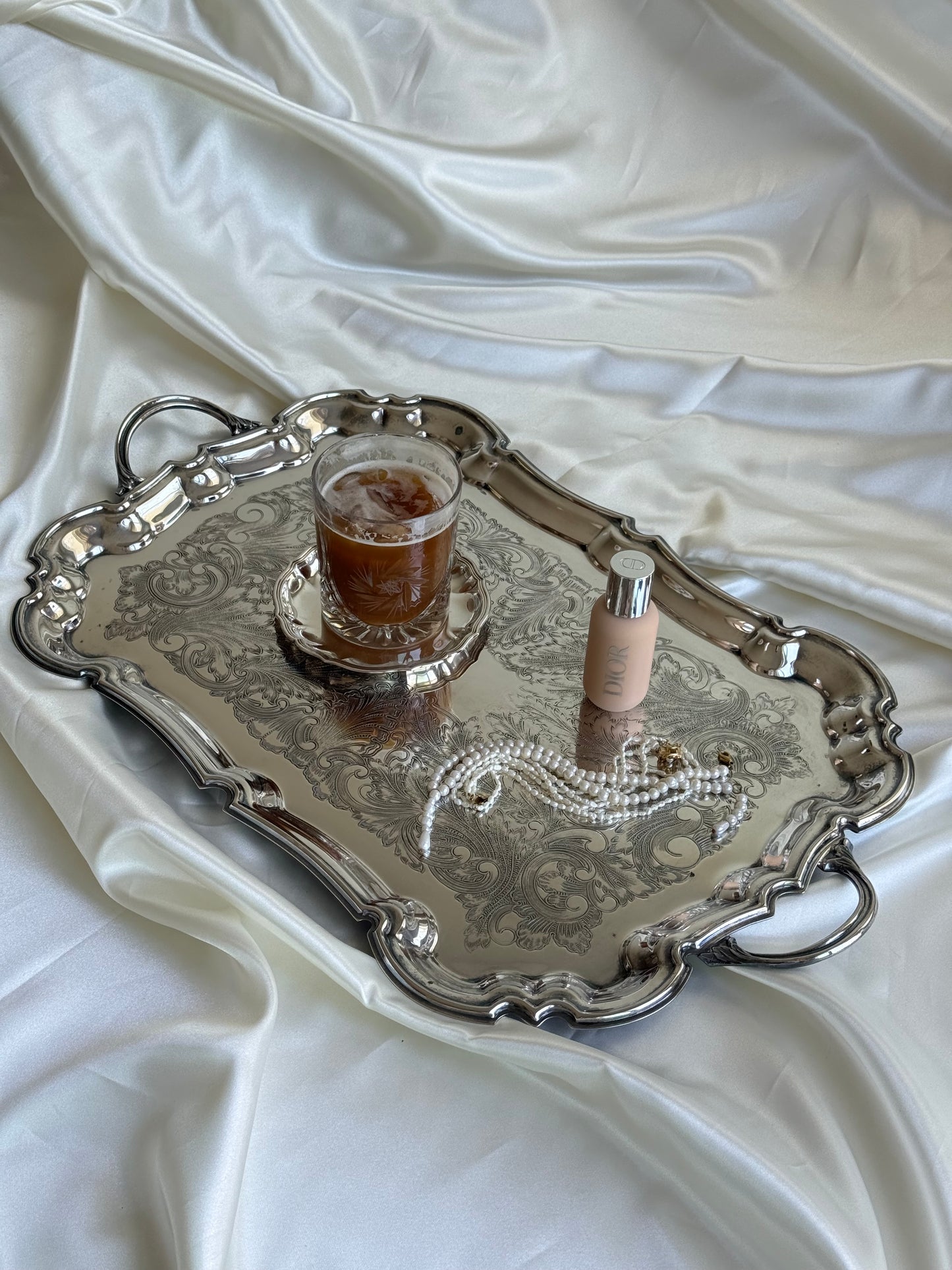 vintage silver plated serving tray