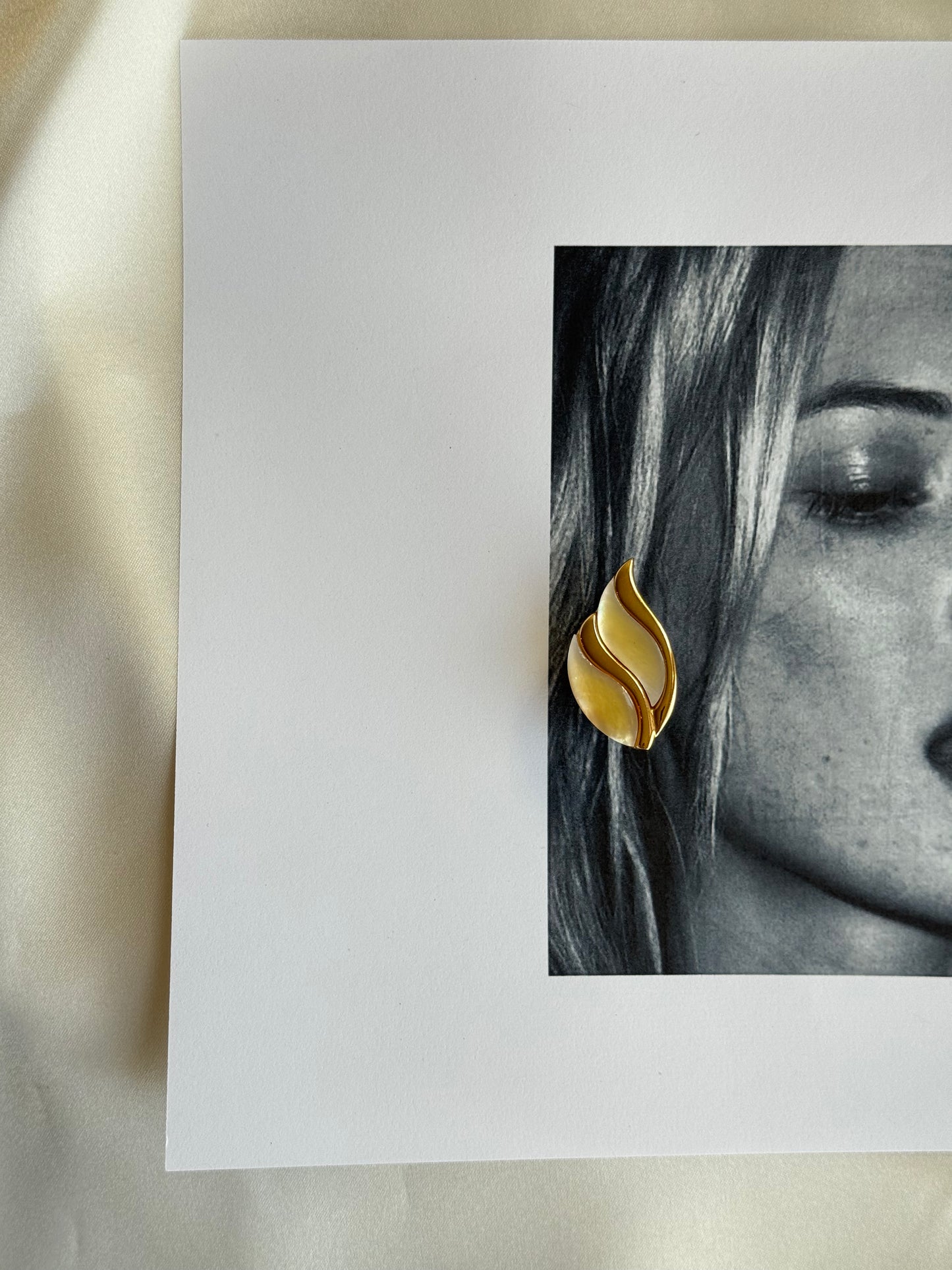 Vintage Gold-Tone Mother-of-Pearl Clip-On Earrings