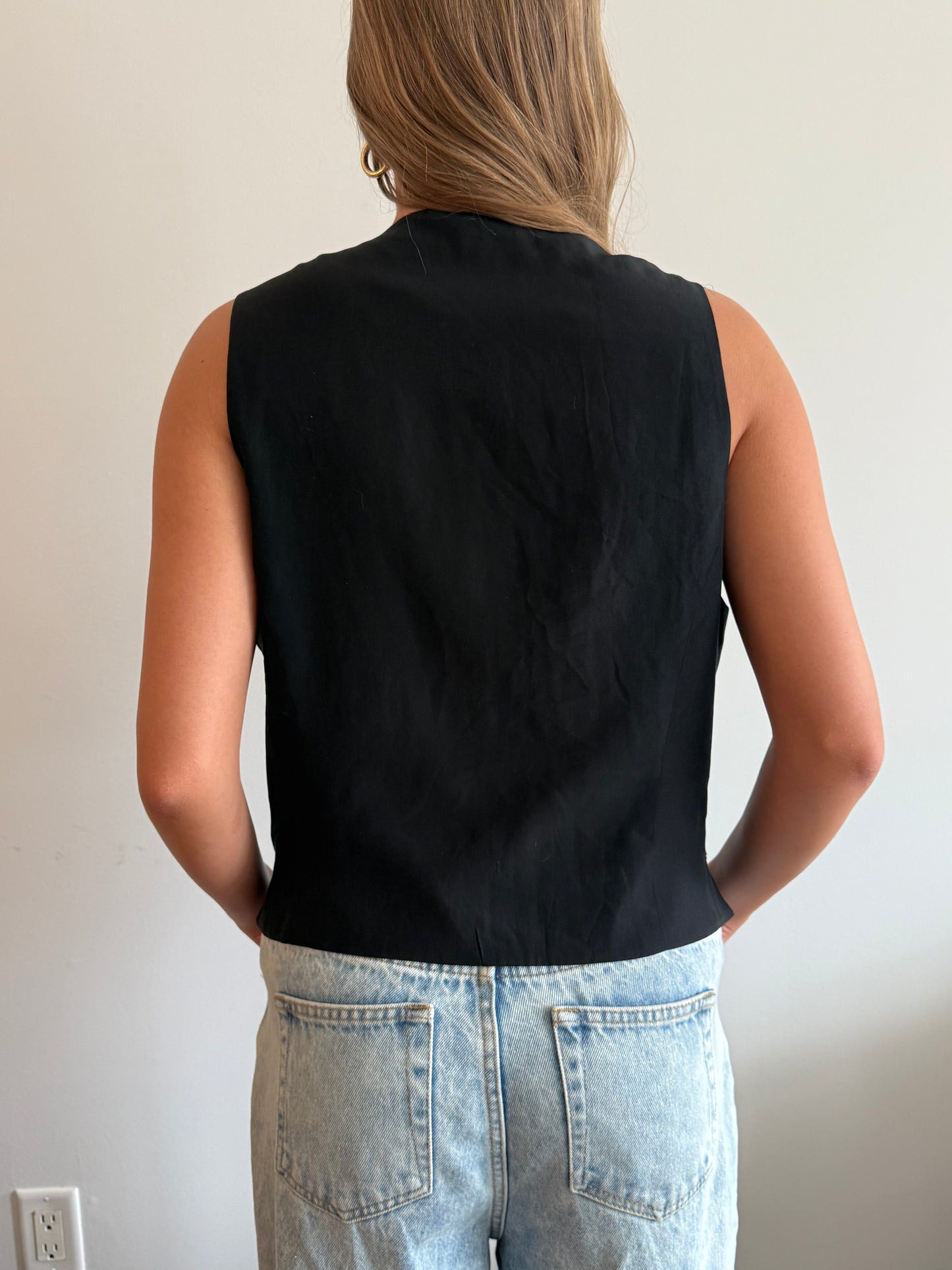 Vintage Black Silk Beaded Vest