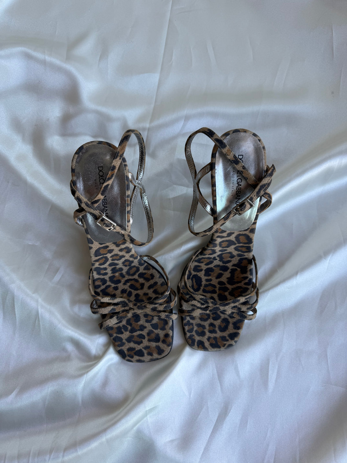 Dolce & Gabbana Leopard Print Strappy Stiletto Sandals | Made in Italy | Size 38.5