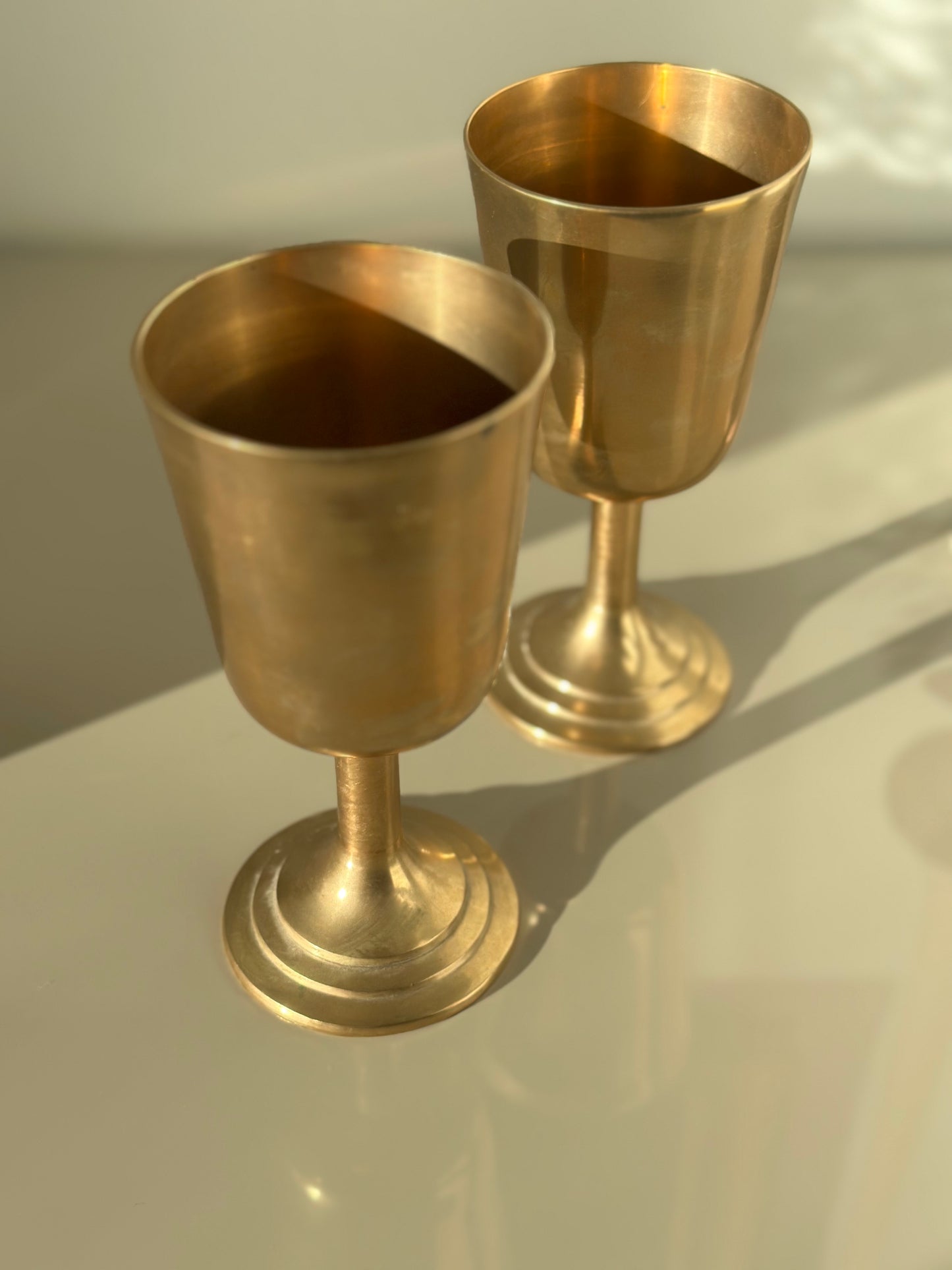 Vintage brass goblets