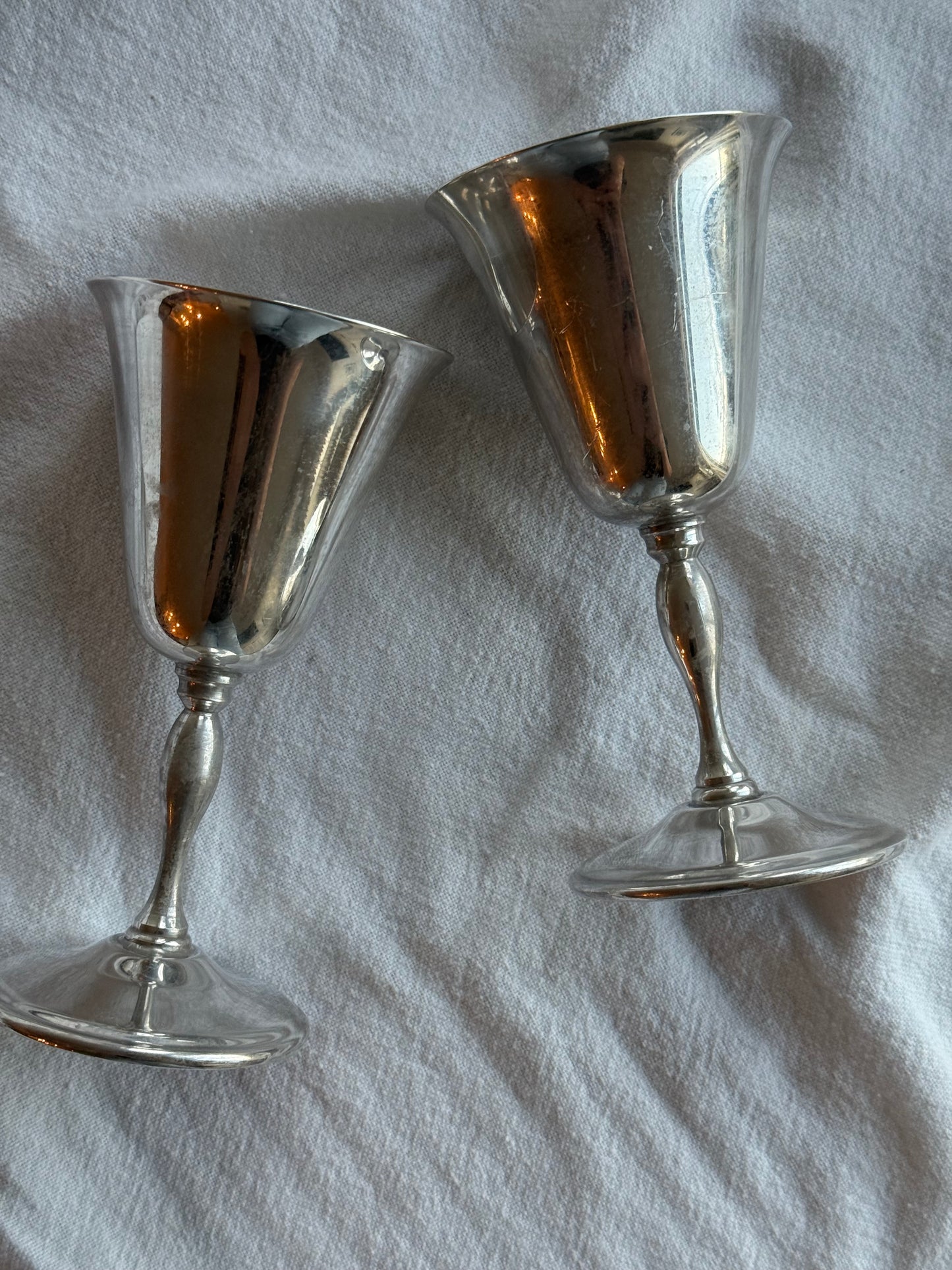 Pair of Vintage “Primrose Plate” Silver-Plated Goblets
