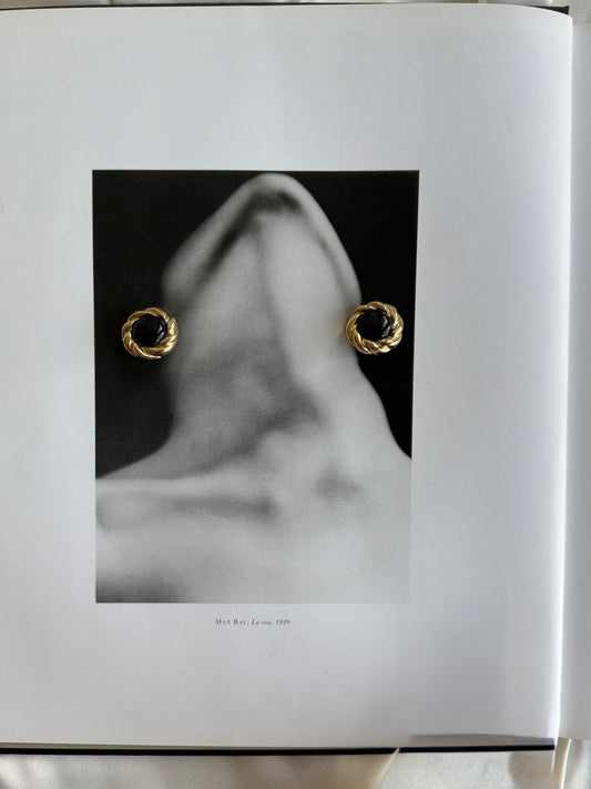 Vintage Gold Tone & Black Cabochon Clip-On Earrings