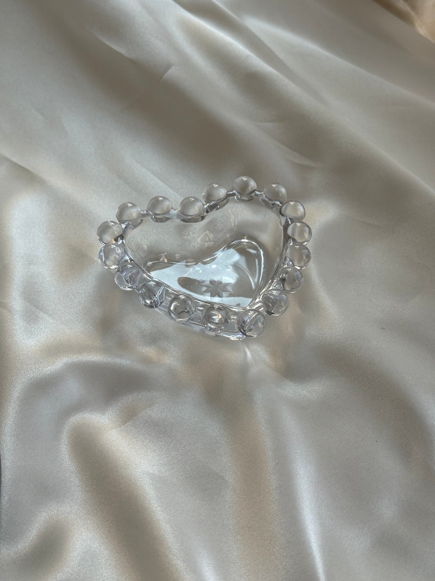 Mini Vintage Glass Heart Trinket Dish