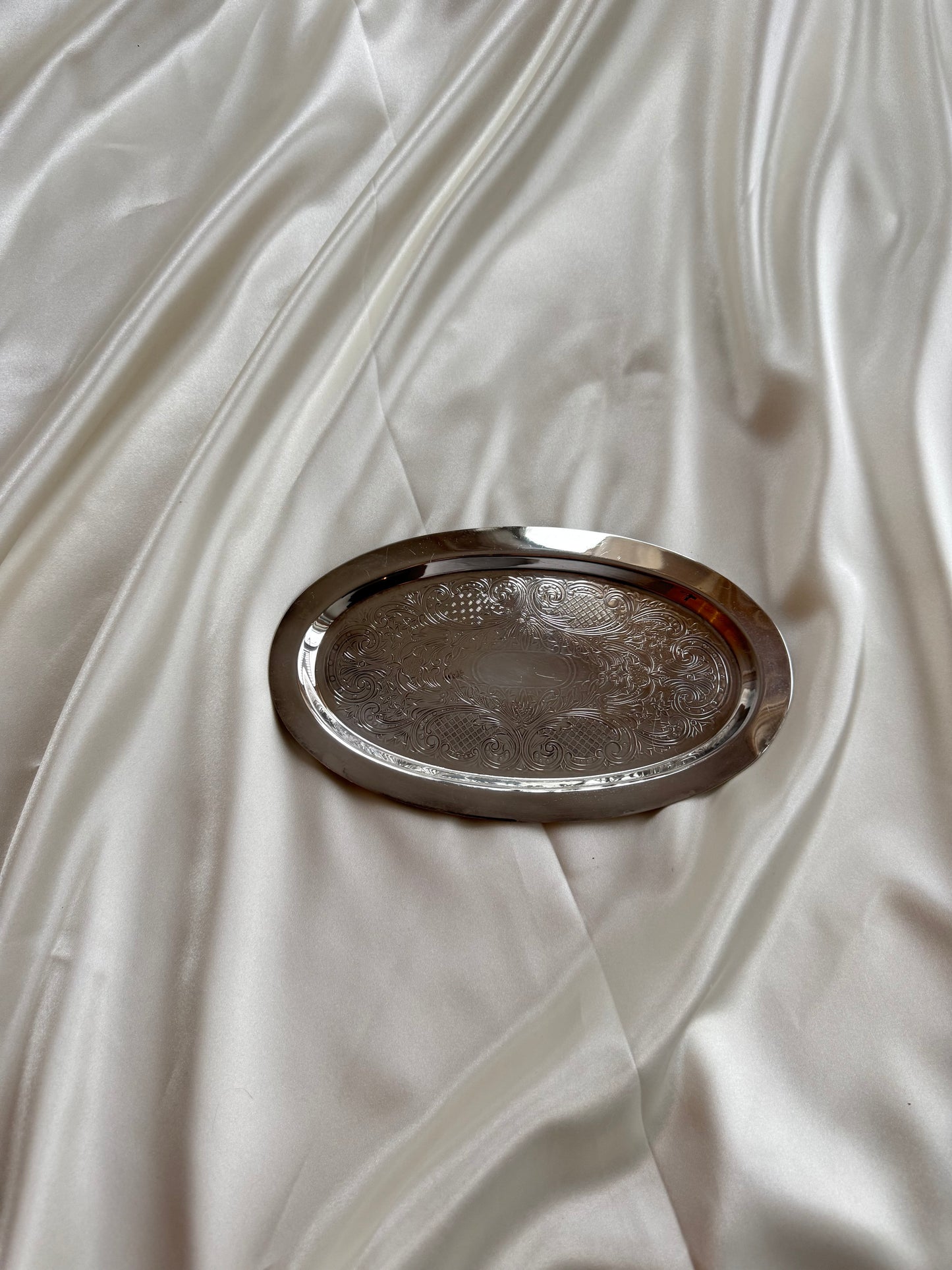 Small silver-plated oval tray