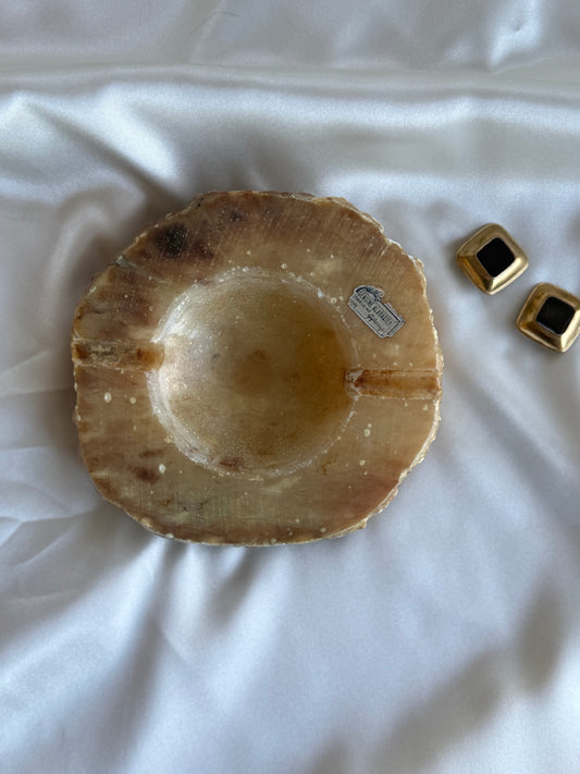Vintage Hand-Carved Alabaster Ashtray