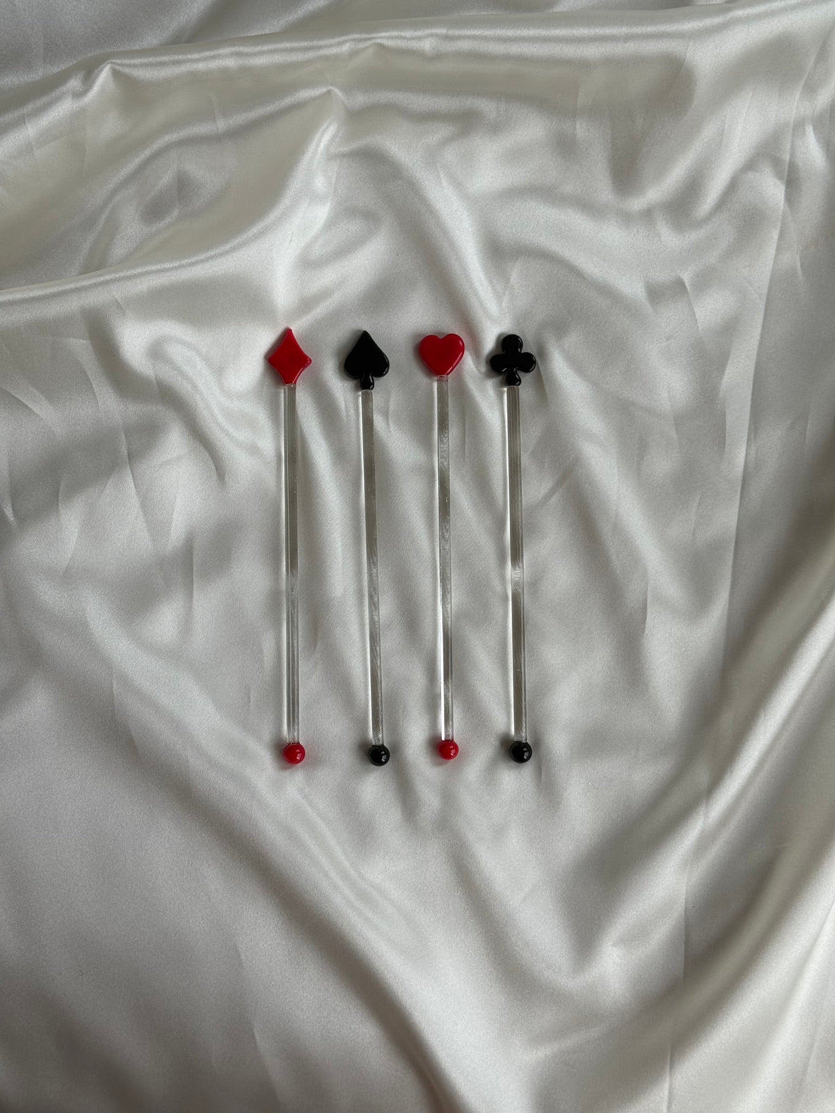 Vintage Playing Card Glass Cocktail Stirrers — Set of Four