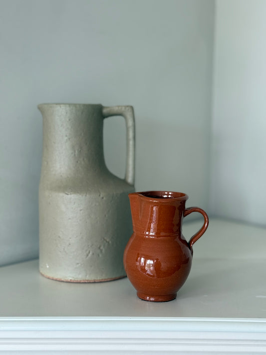 Vintage Terracotta Glazed Small Pitcher