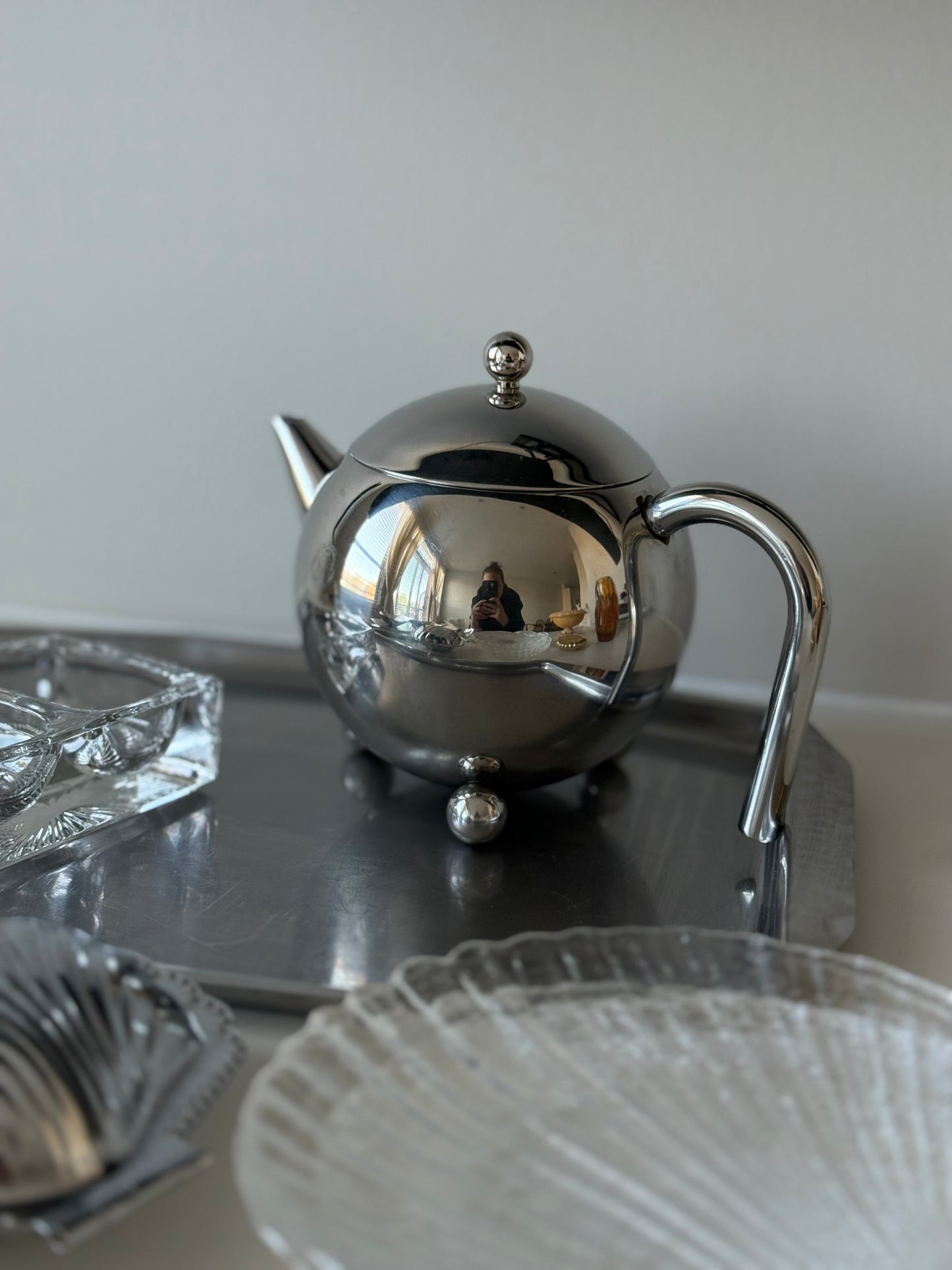 Vintage Stainless Steel Modernist Teapot