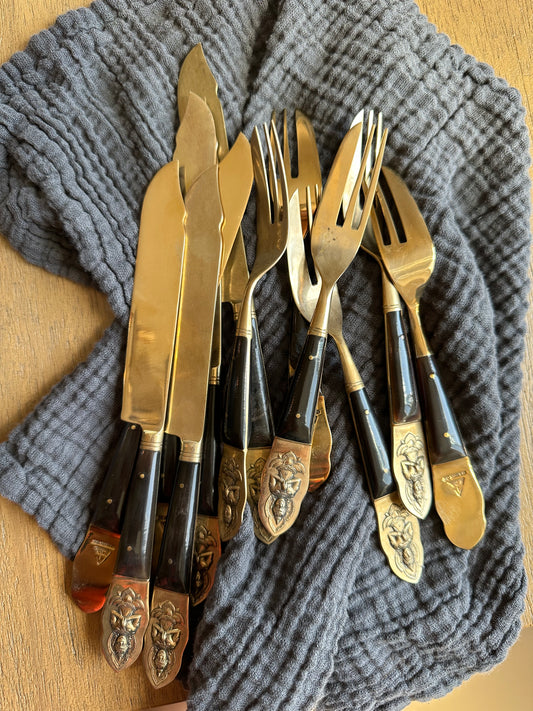 Vintage bronze cutlery set