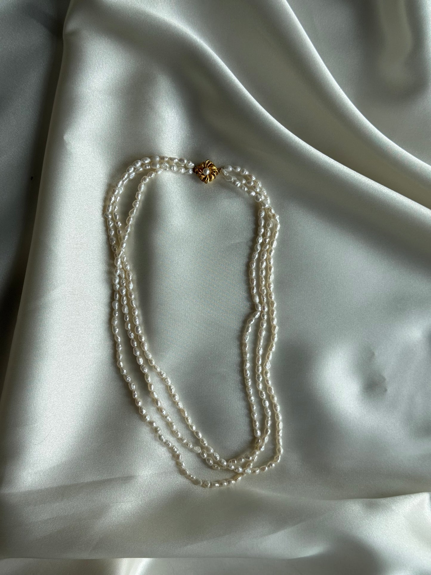 Vintage Triple Strand Freshwater Pearl Necklace