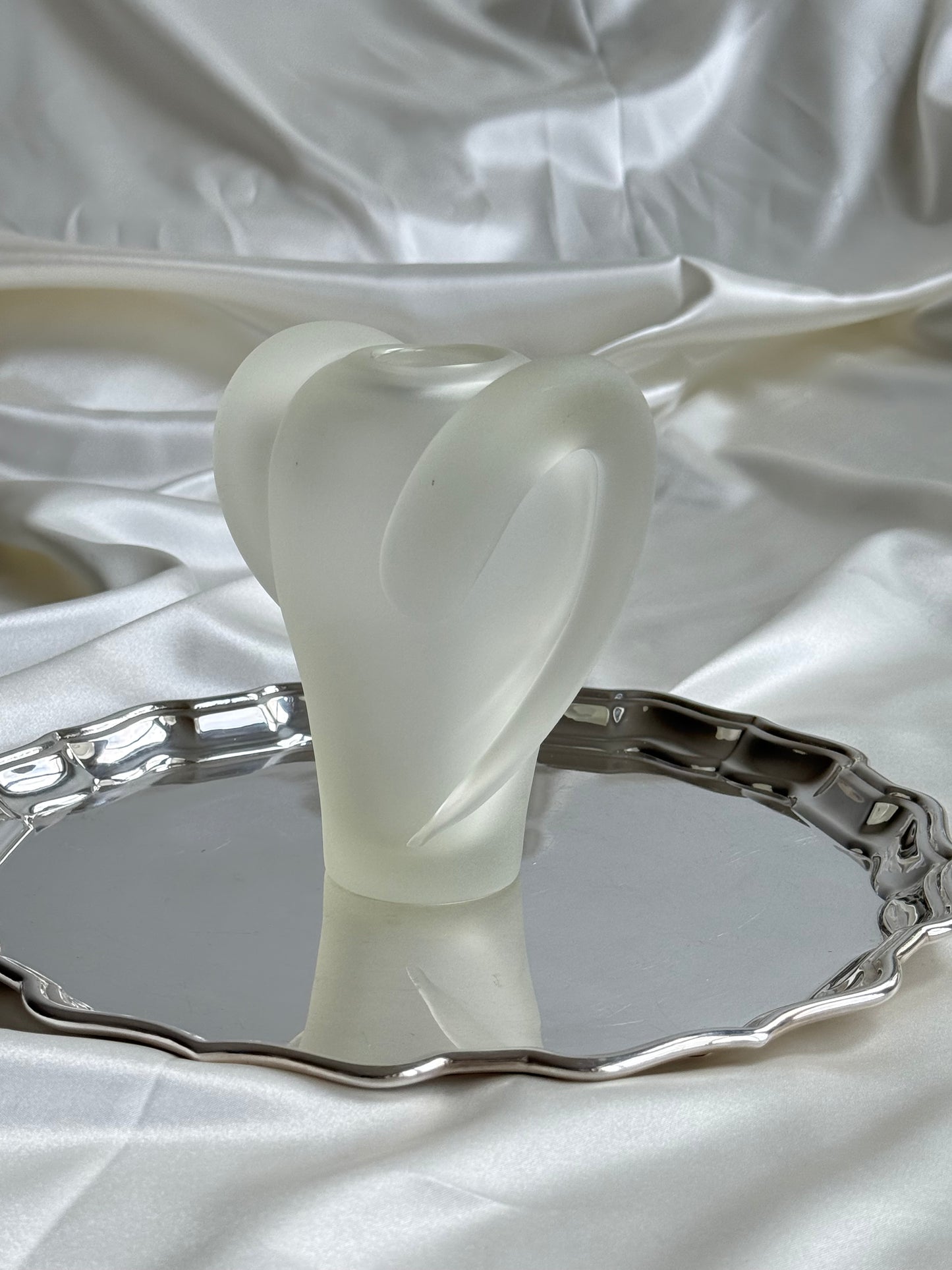 Vintage Sculptural Frosted Glass Vase