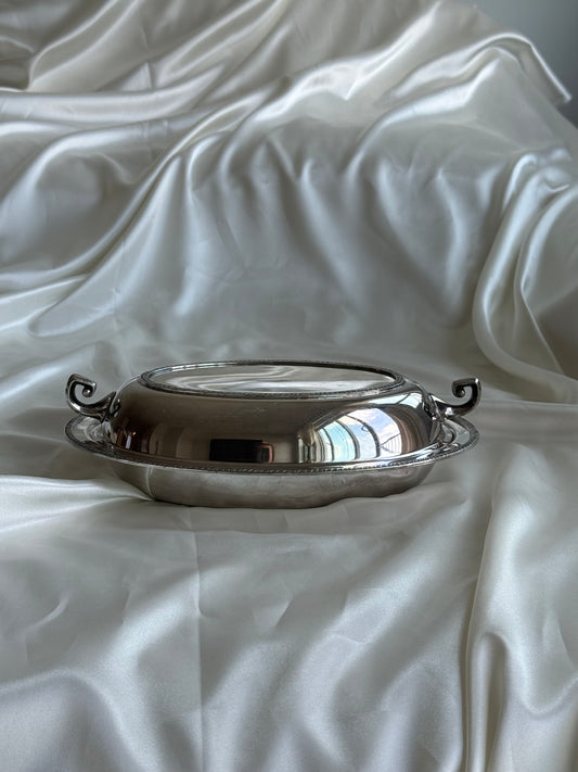 Vintage Melford EPNS Silver Plated Covered Serving Dish swivel handles