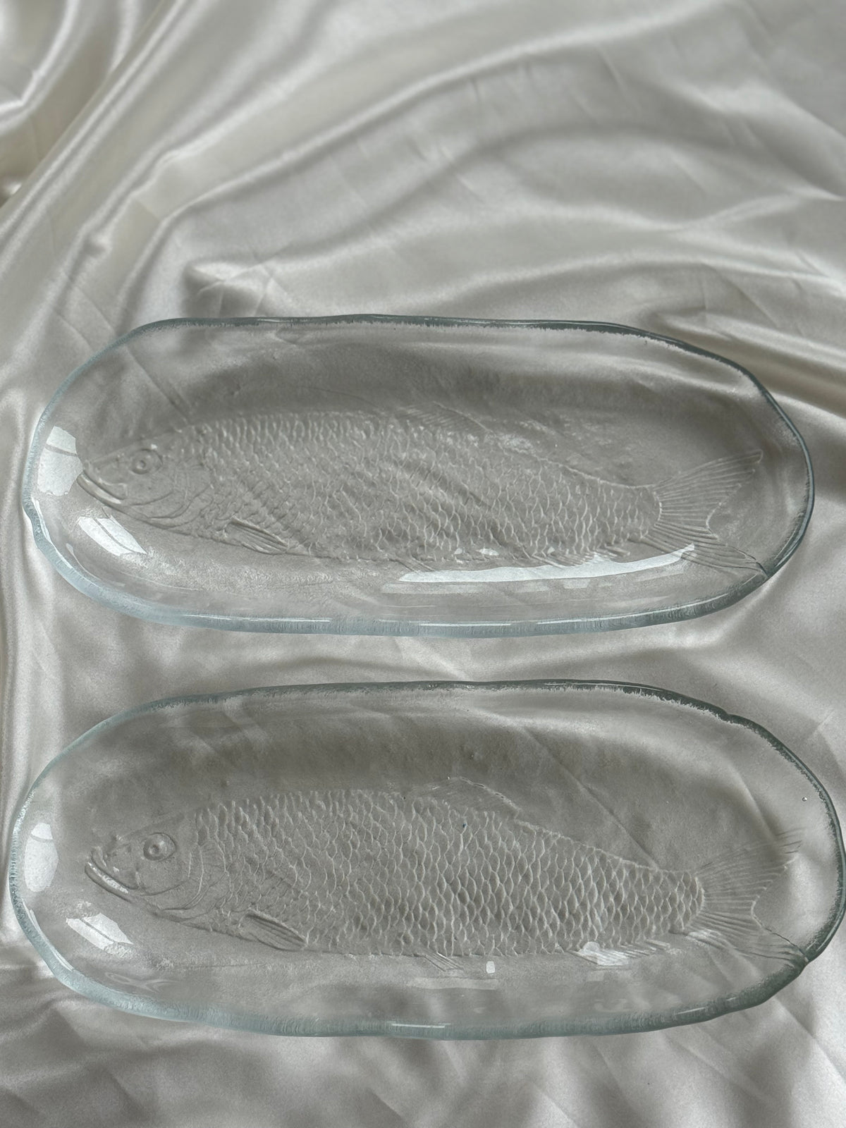 Vintage Clear Glass Fish Serving Dishes