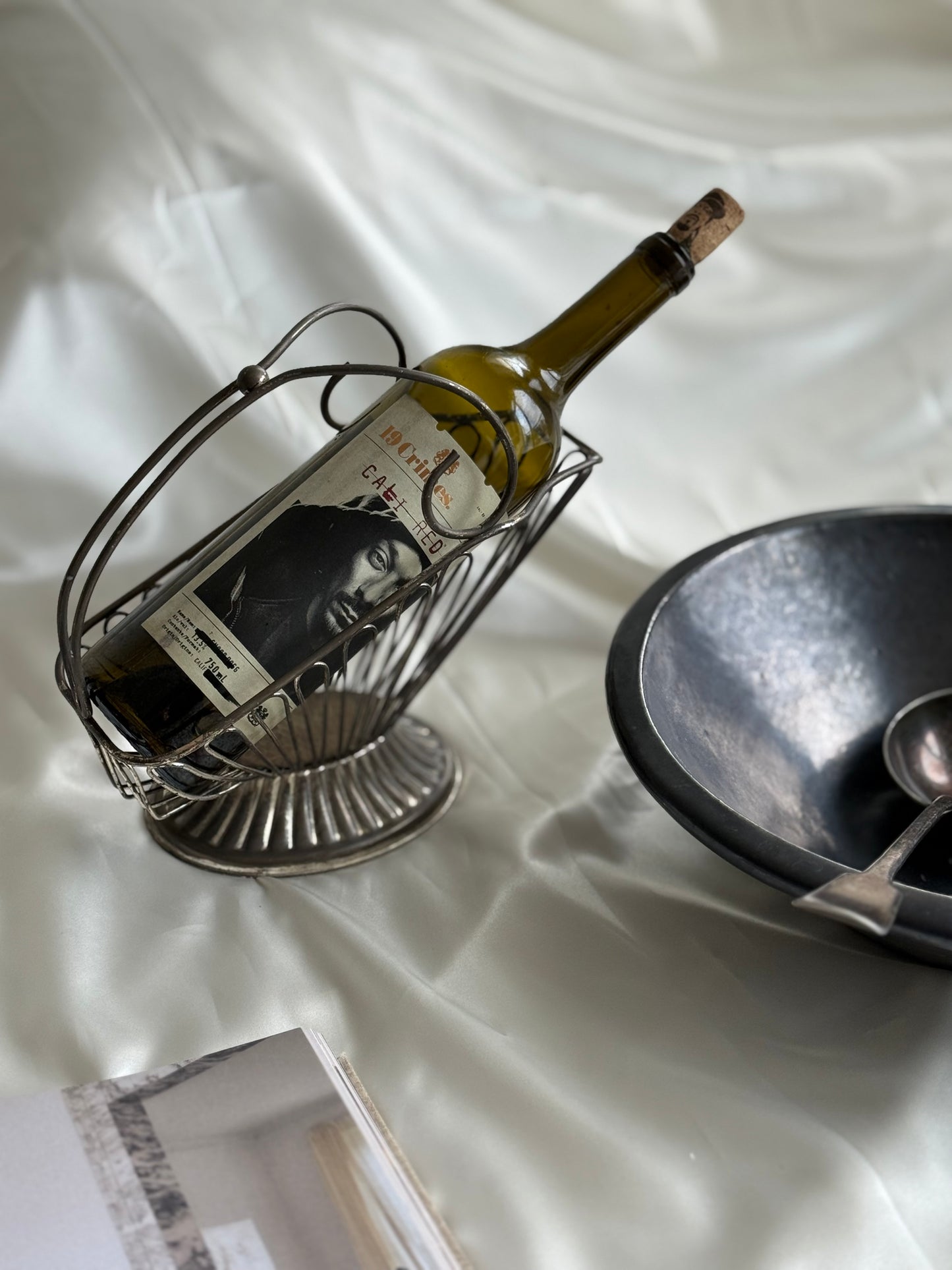 Vintage Silver-Plated Wire Wine Caddy