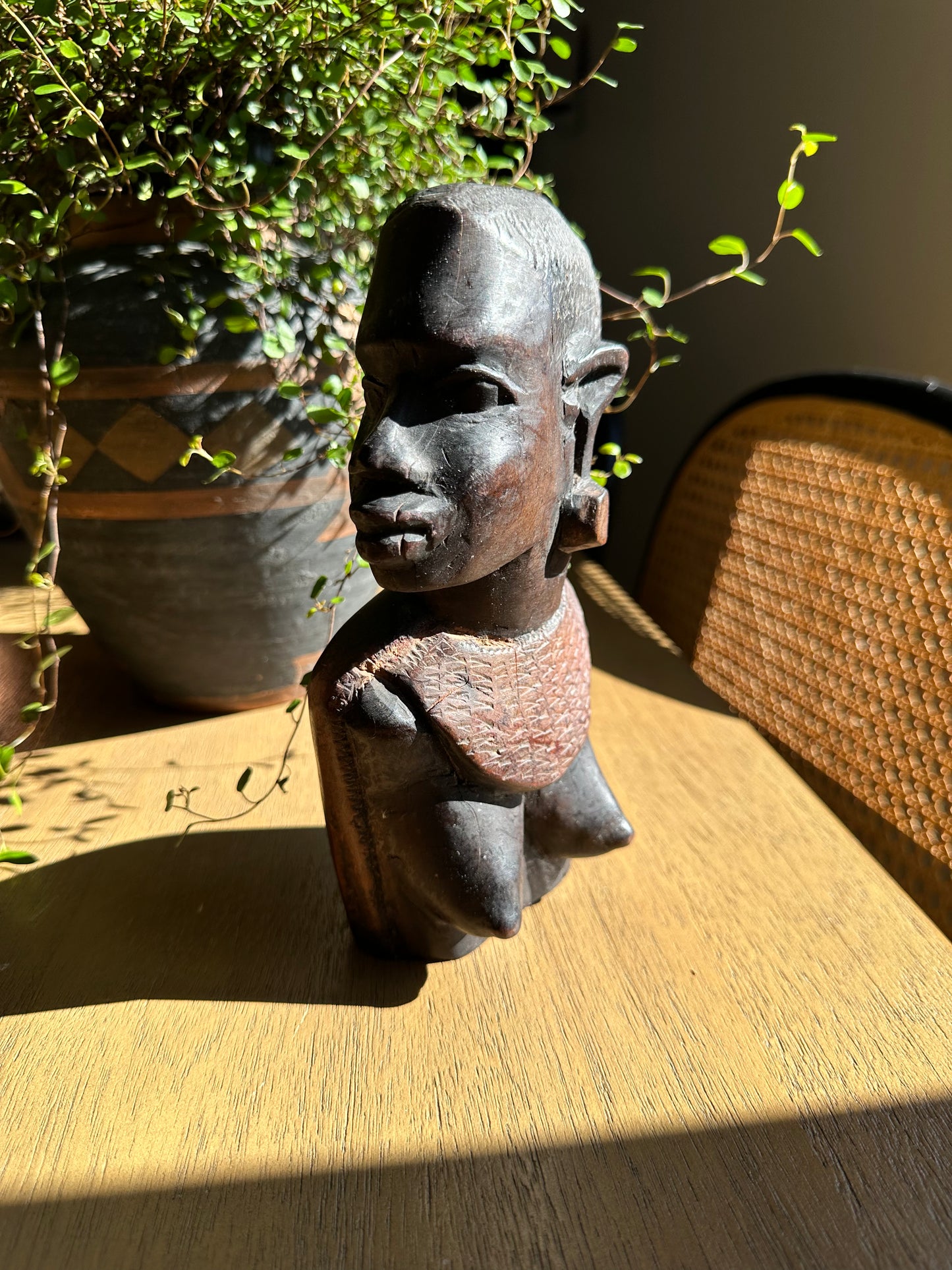 Wood carved African statue