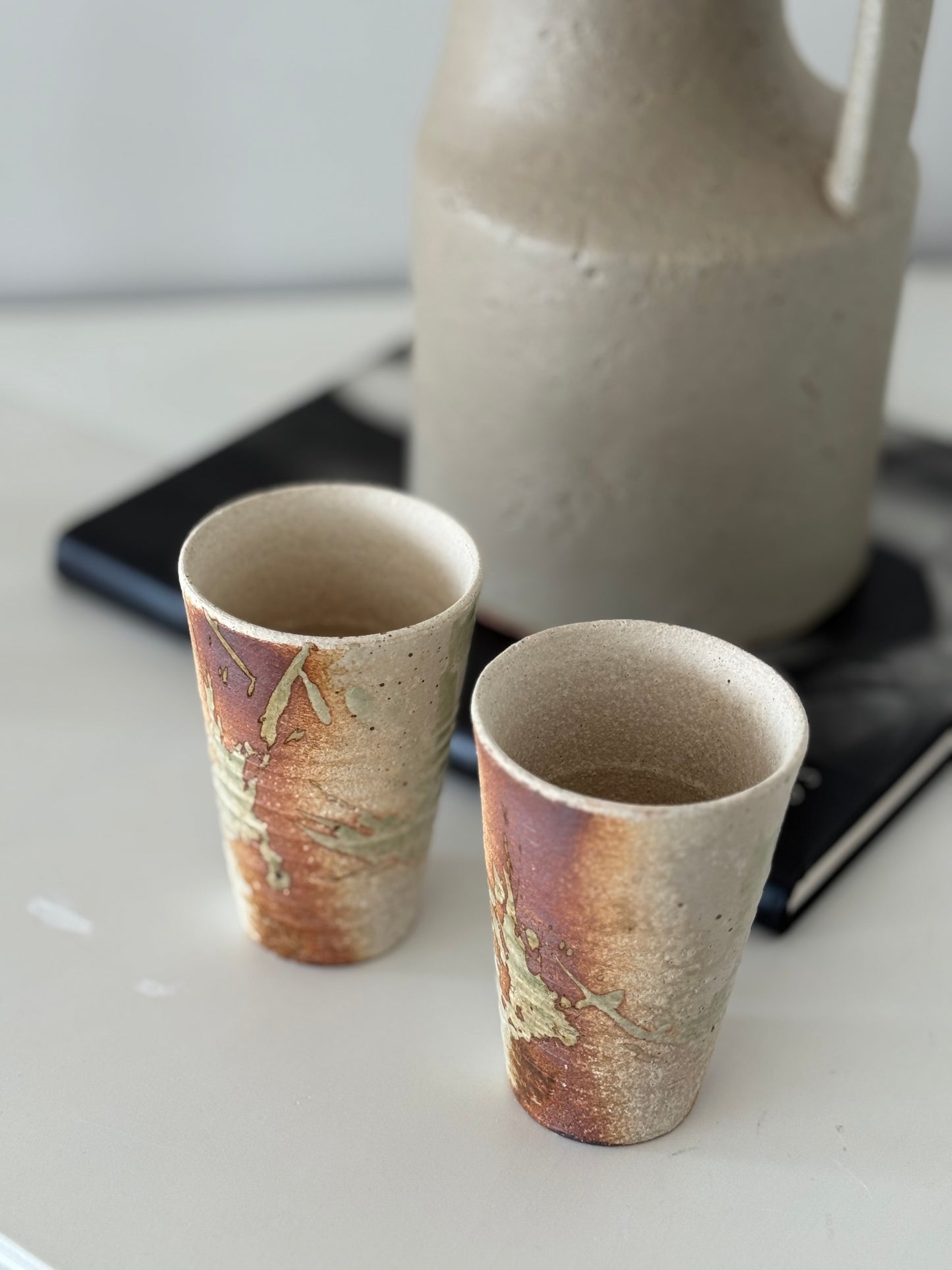 Vintage Studio Pottery Earthtone Tumblers (Pair)