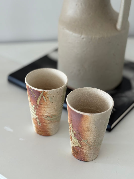 Vintage Studio Pottery Earthtone Tumblers (Pair)