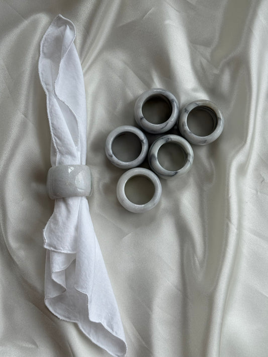 Vintage Genuine Marble Napkin Rings — Set of 6