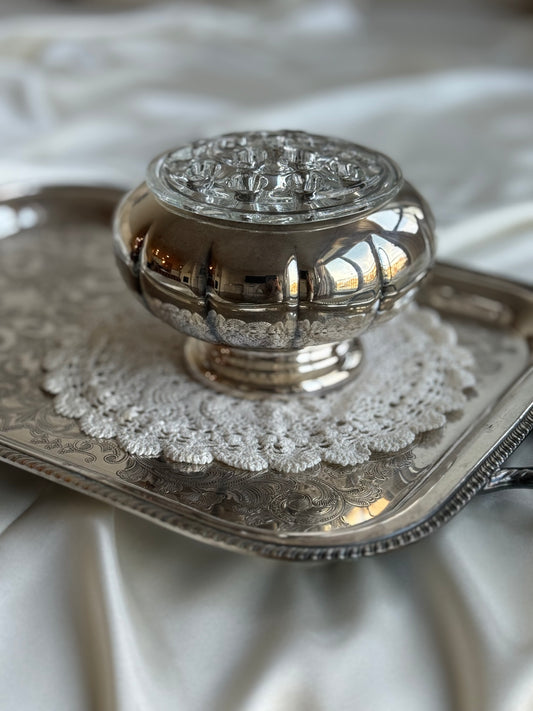 Silver-Plated Pedestal Flower Frog Vase