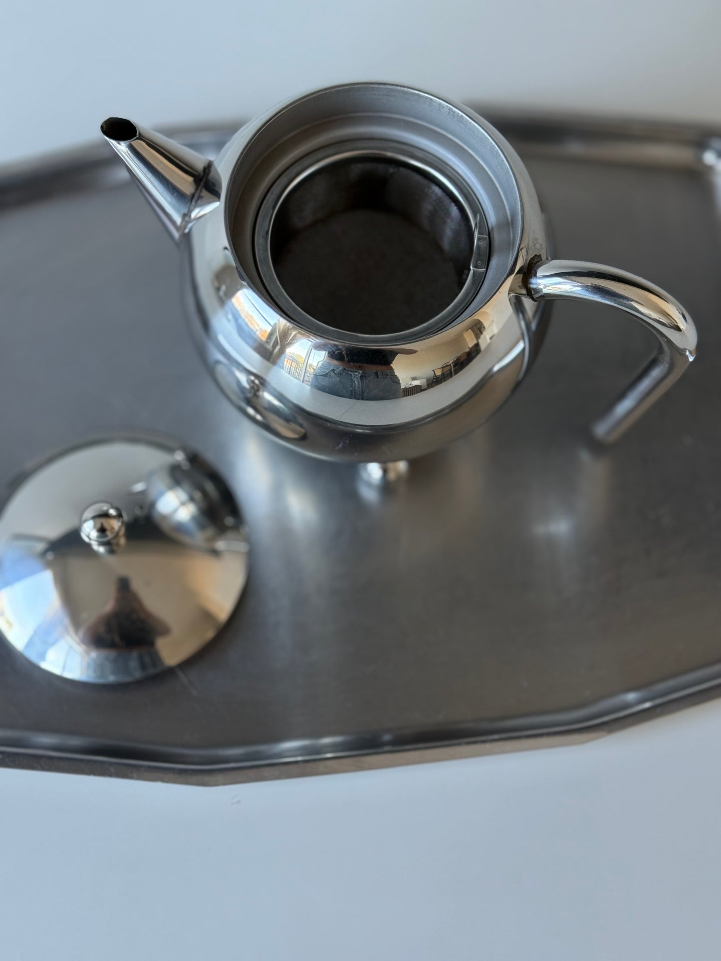 Vintage Stainless Steel Modernist Teapot