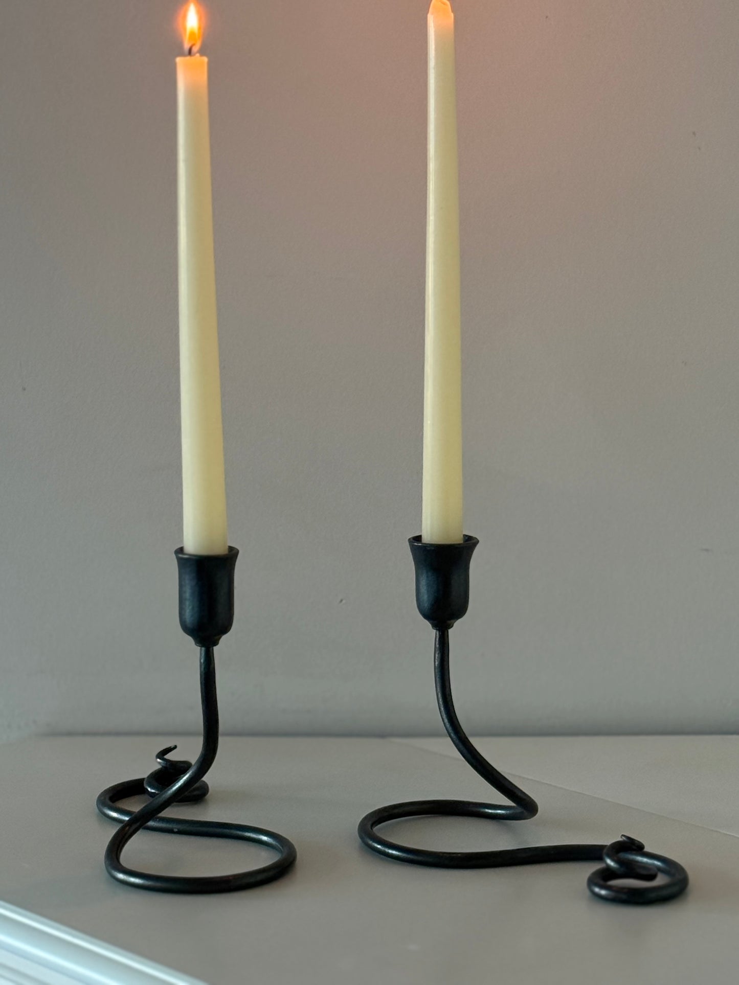 Vintage Iron Taper Candle Holders – Set of 2