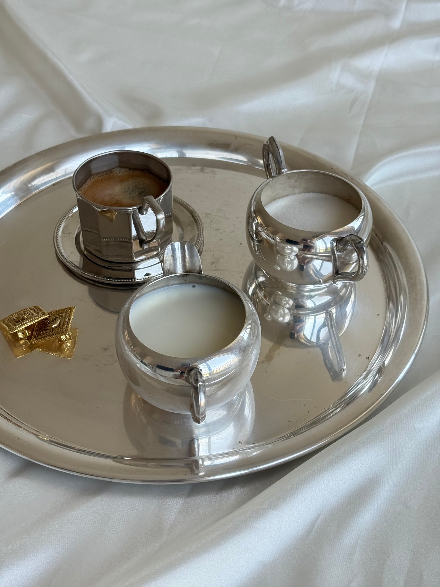 Minimalist Silver-Plated Creamer & Sugar Bowl Set