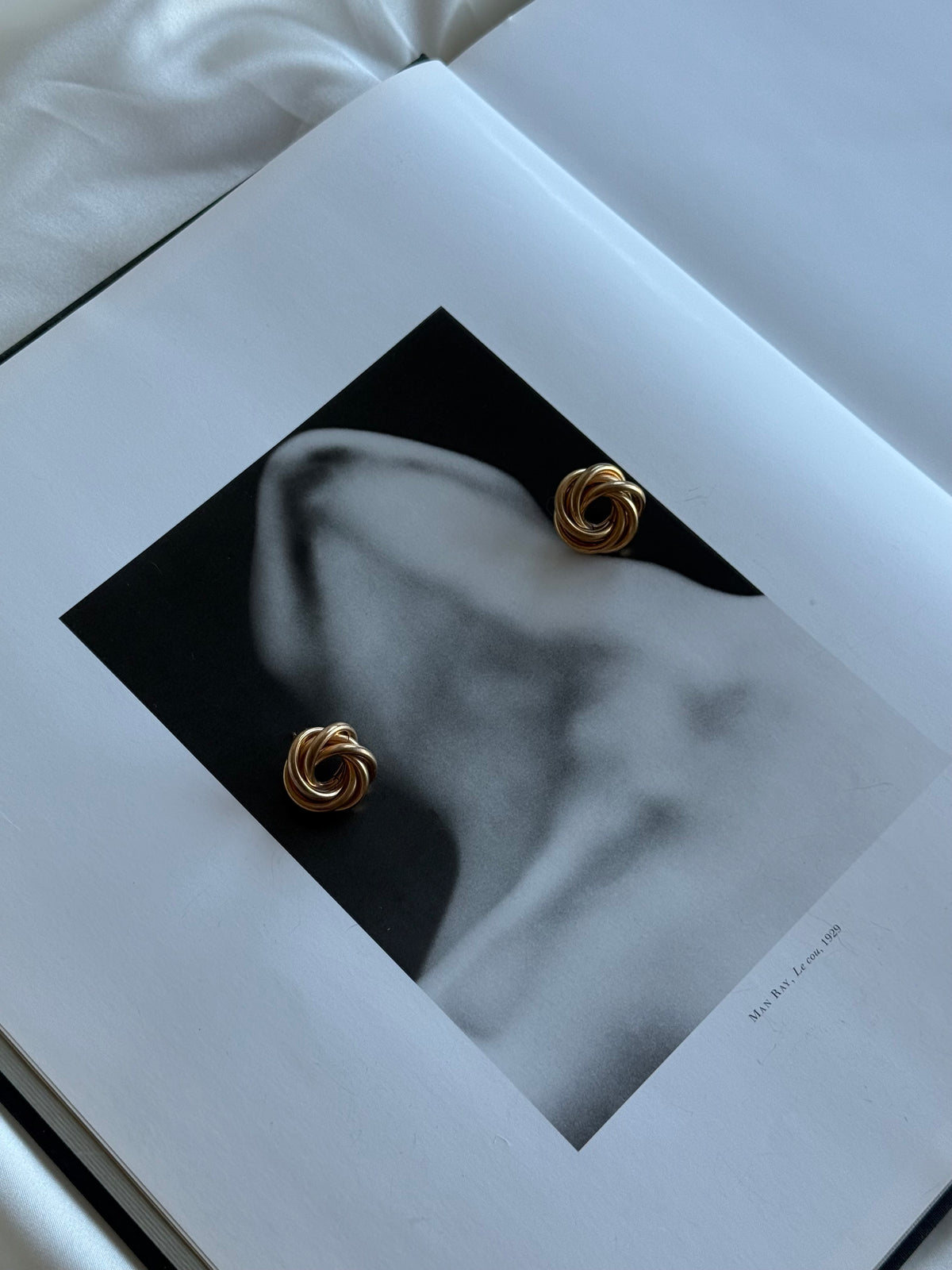 Vintage Double-Knot Gold-Tone Stud Earrings