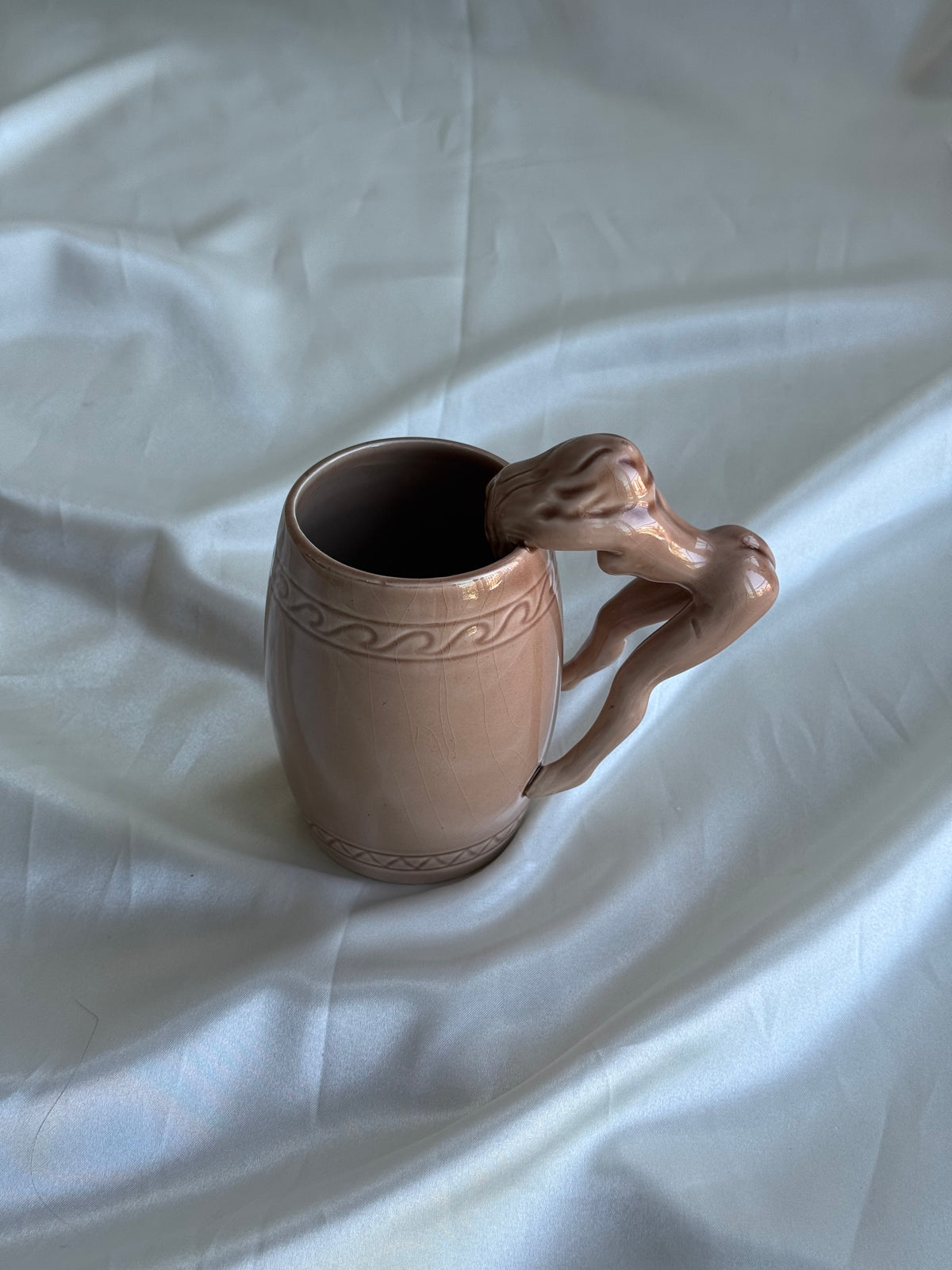 Vintage 1970s Japanese Nude Woman Ceramic Mug – Sculptural Figural Handle