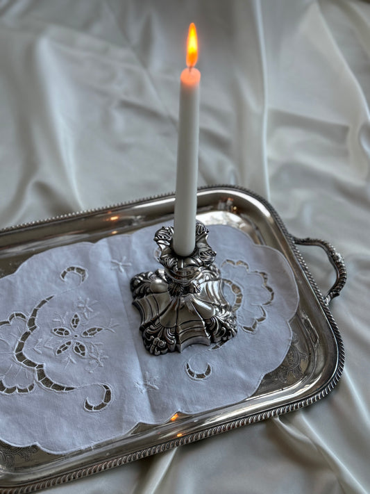 Vintage Silver-Plated Ornate Candlestick — “Coronet Plate”