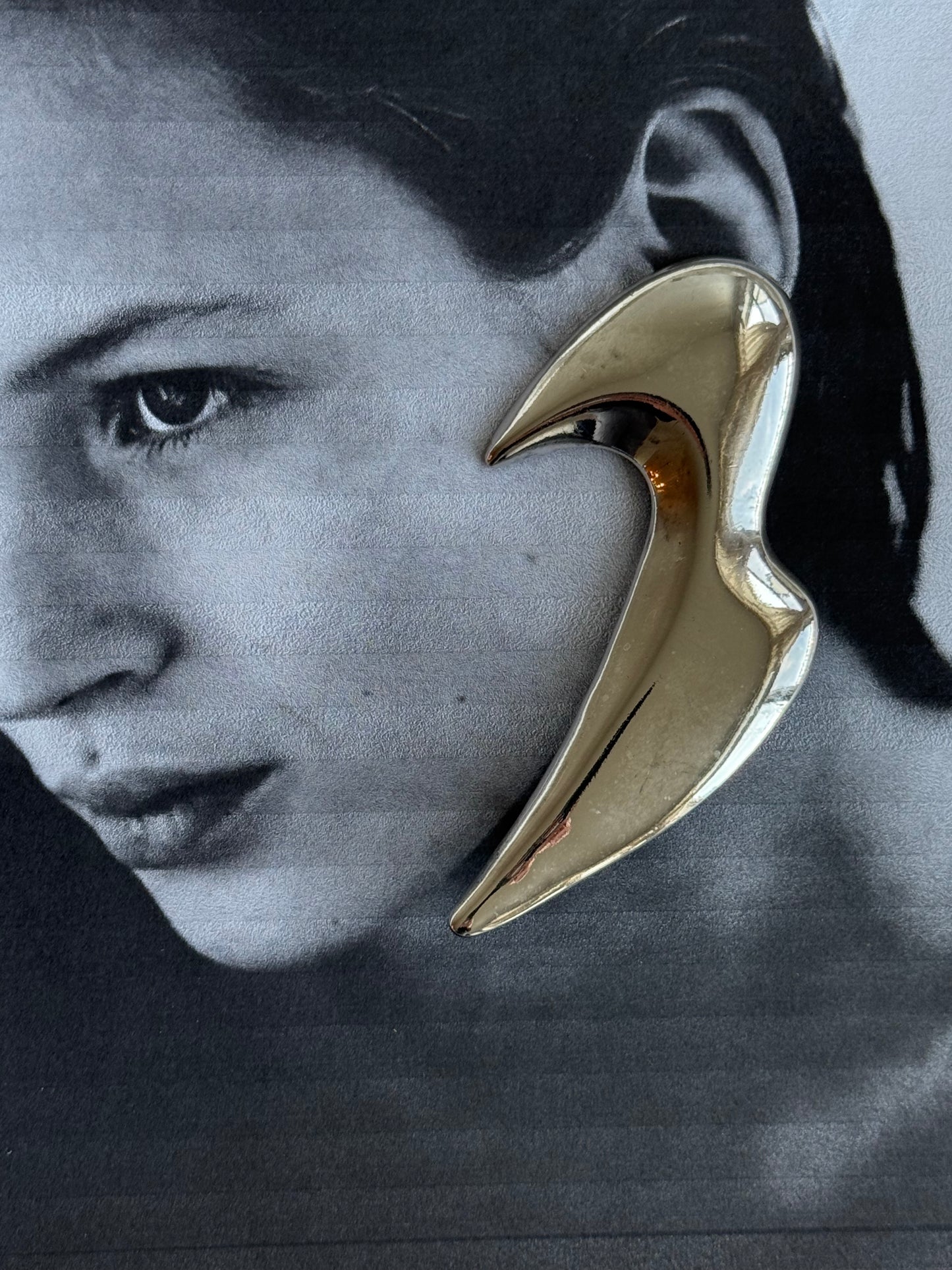 Vintage Silver-Plated Sculptural Brooch