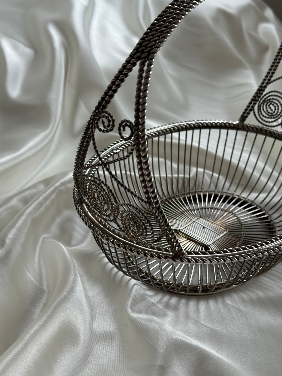 Vintage Silver-Plated Ornate Wire Basket