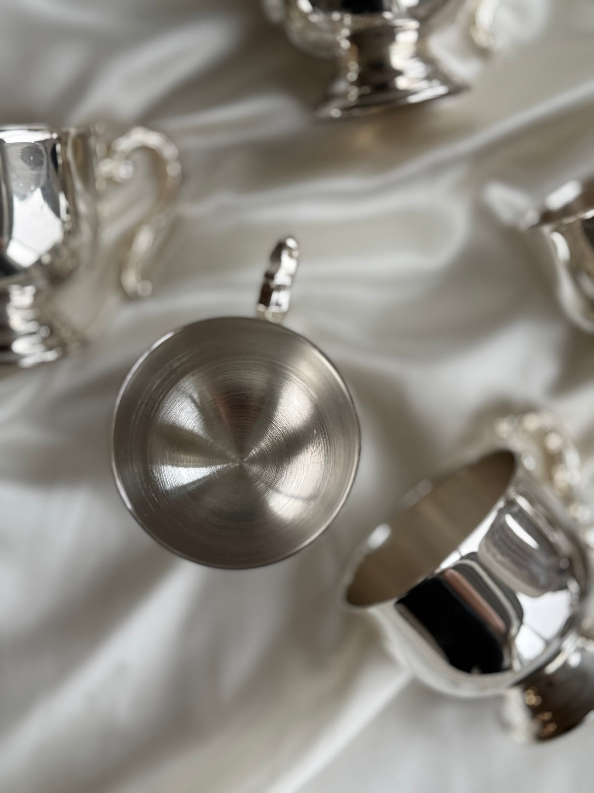 Vintage Silver-Plated Punch Bowl Set with 10 Hanging Cups & Ladle