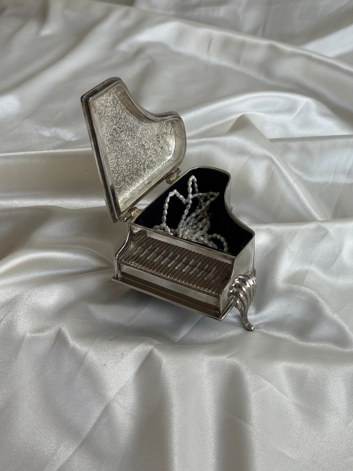 Vintage Silver Plated Piano Trinket Box