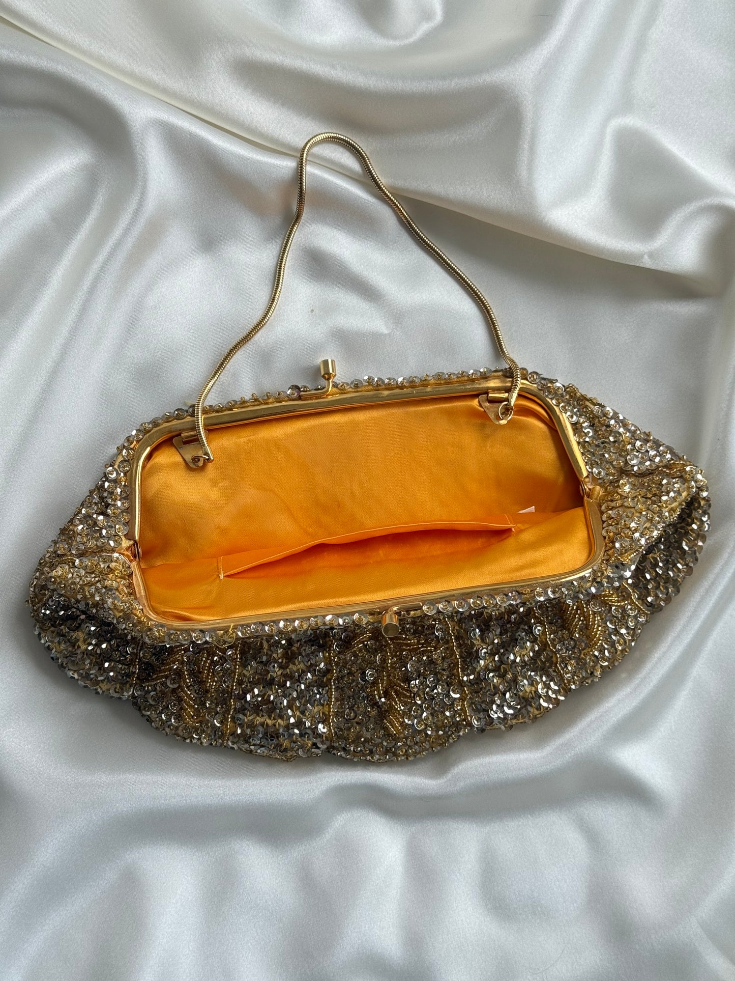 Vintage Beaded Evening Bag – Gold & Silver